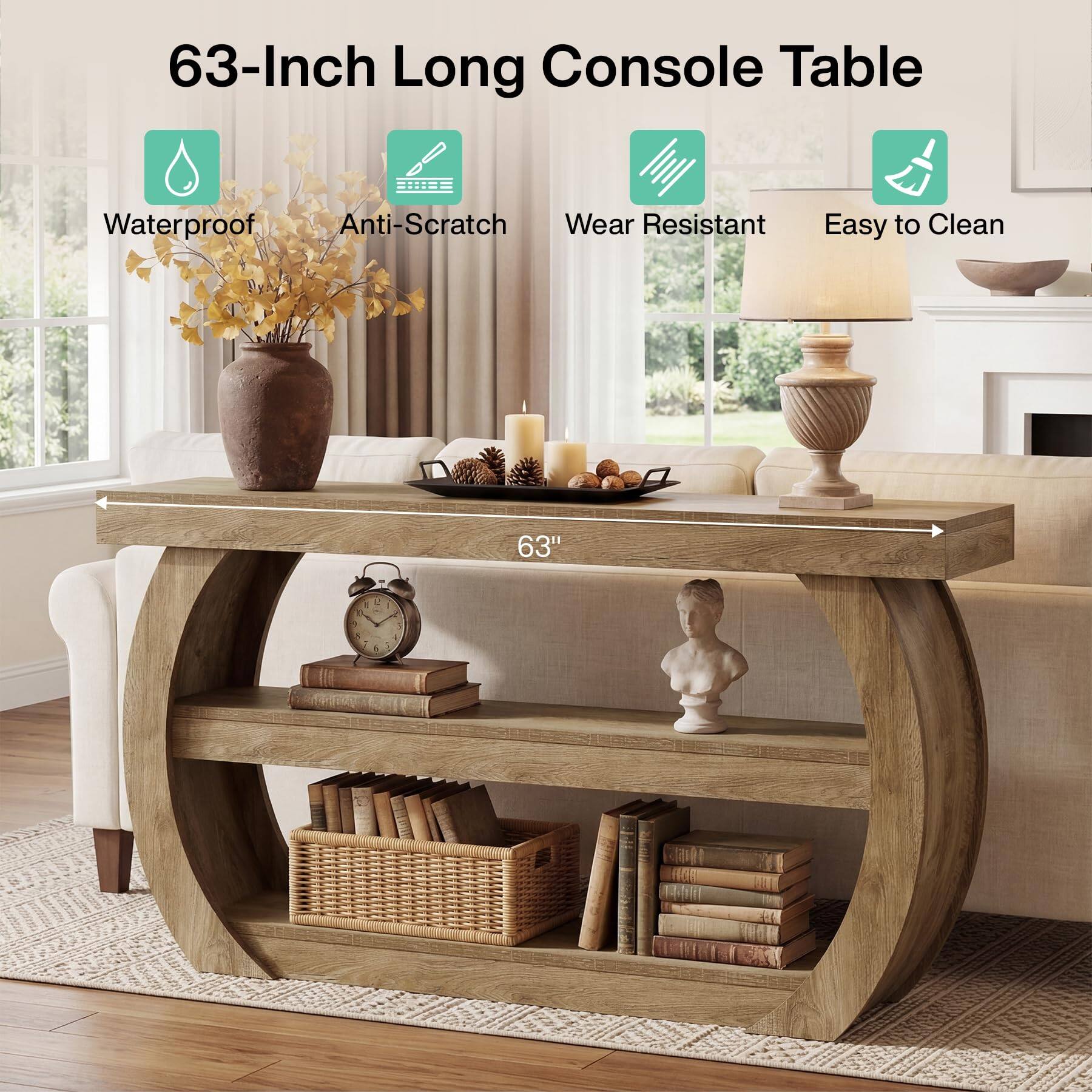 63-Inch Long Console Table

Waterproof Anti-Scratch Wear Resistant Easy to Clean

63"