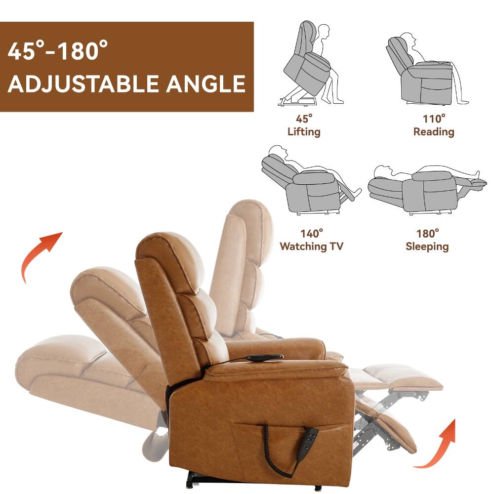 45°-180° Adjustable Angle

45° Lifting
110° Reading
140° Watching TV
180° Sleeping