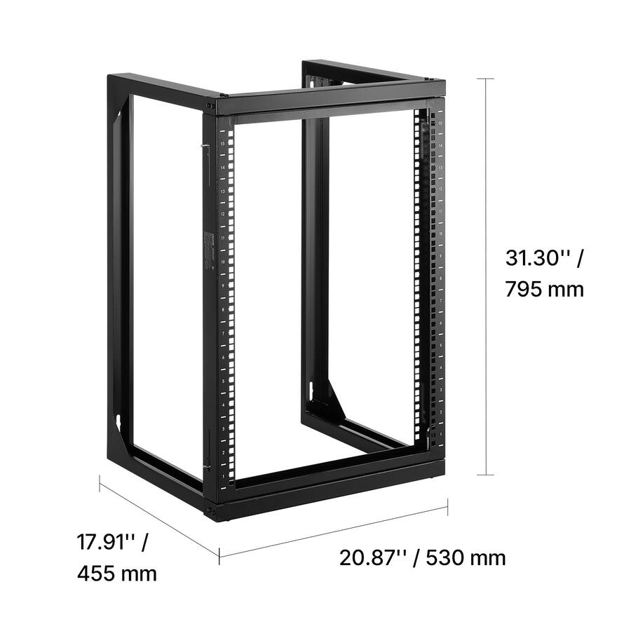 Spt Racks VEVOR 15U Wall Mount Server Rack, 150 lbs Max Load Capacity, Open Frame ...