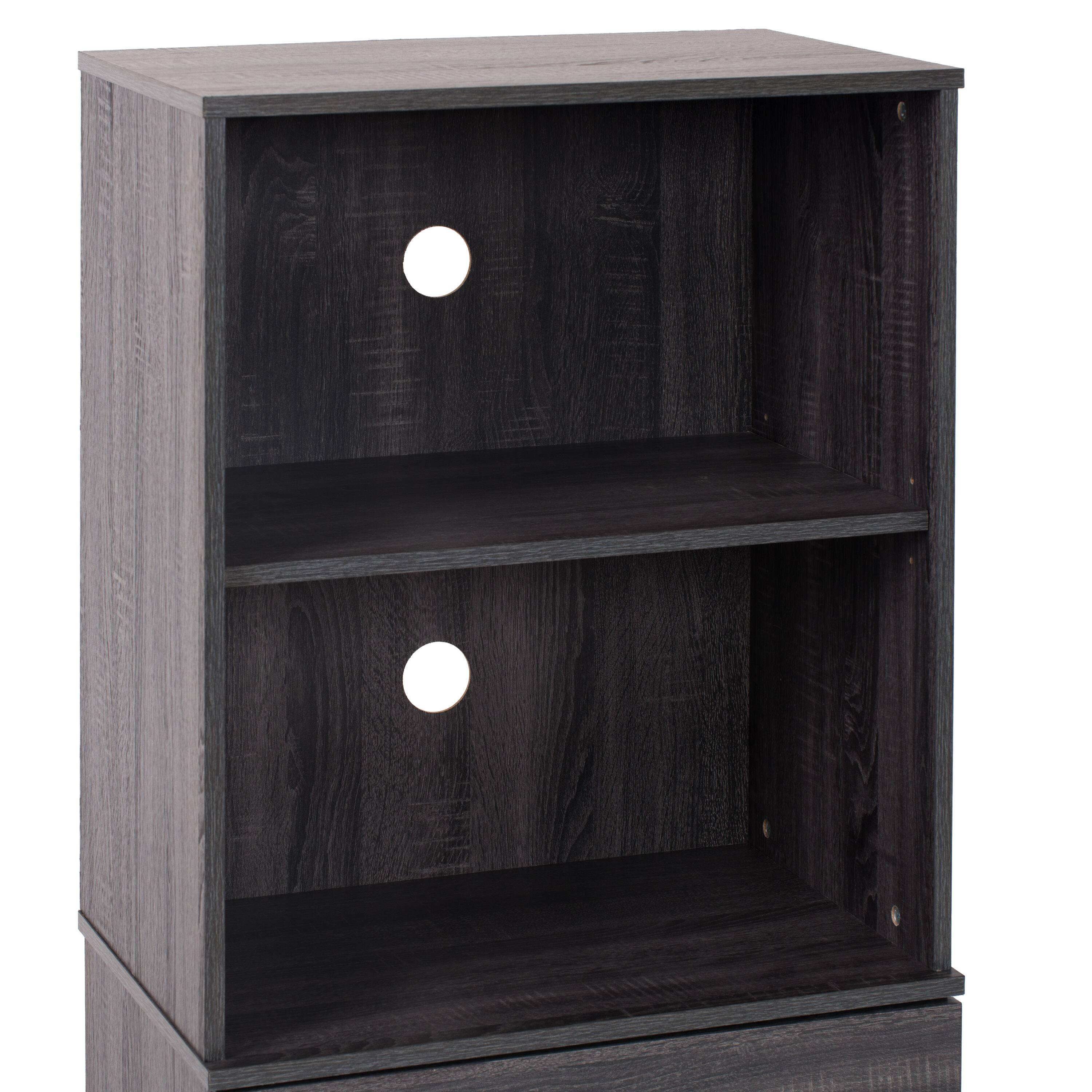 Alt View 32. CorLiving - Classic Component Stand with Open and Closed Storage - Dark Grey.