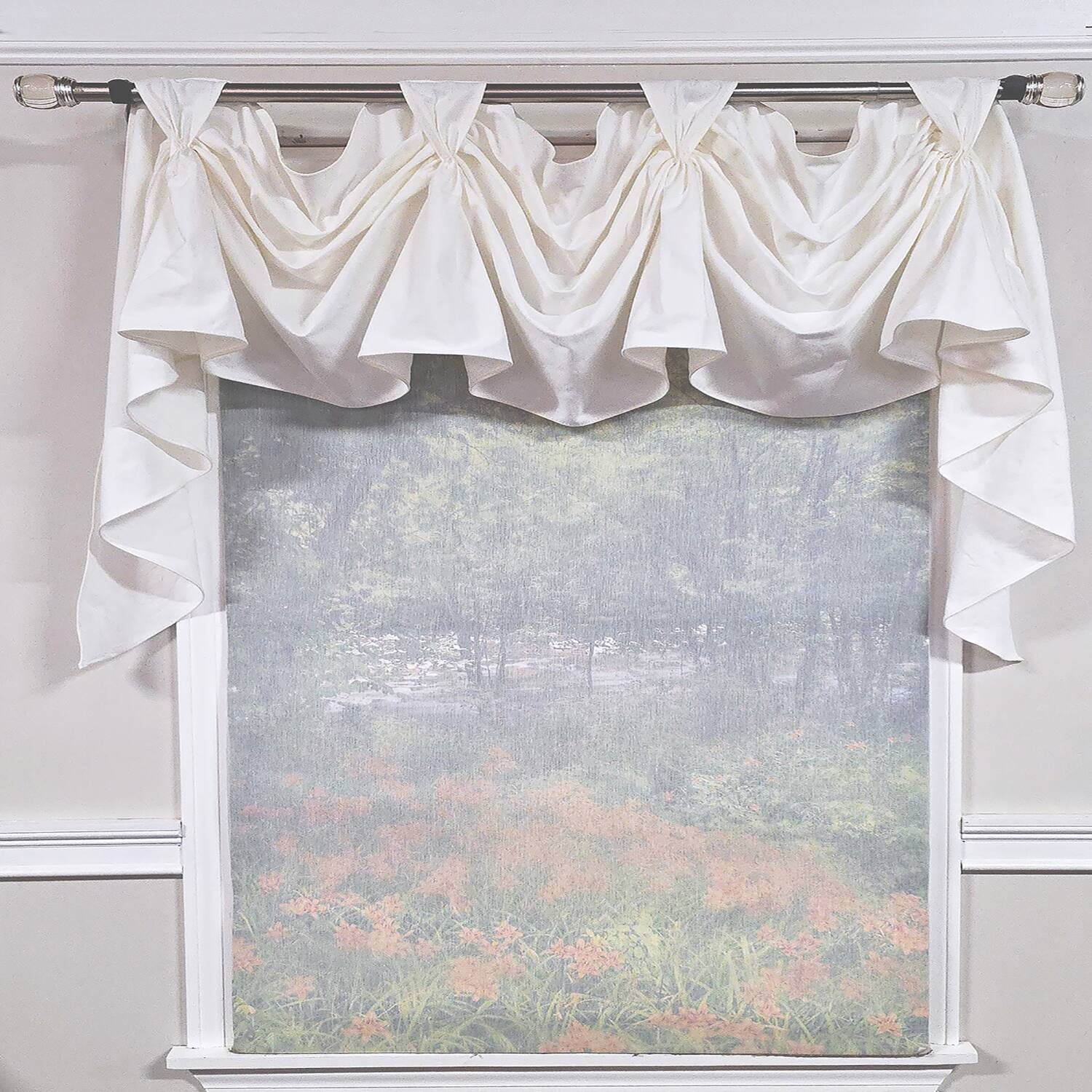 Angle. RLF Home - RLF Home Soft Duck 3-S Victory 100% Cotton Tab Top Swag Window Curtain 54" x 25" Off White - Off White.