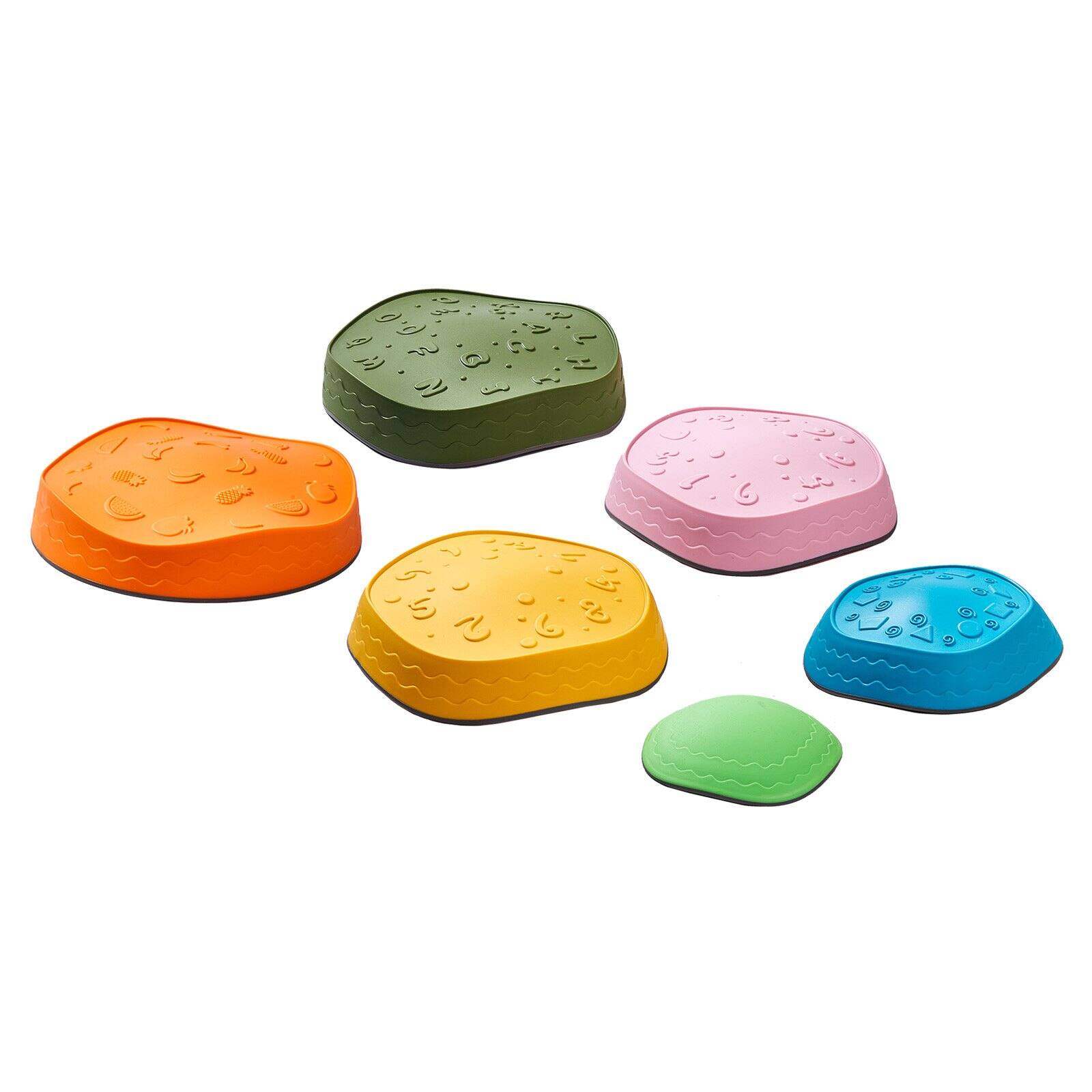 Alt View 8. Glintex - Kids Balance Stepping Stones 6PCS, Non-Slip Coordination Game Stones Up to 220lbs, Indoor Outdoor Play Set - Macaron Color.