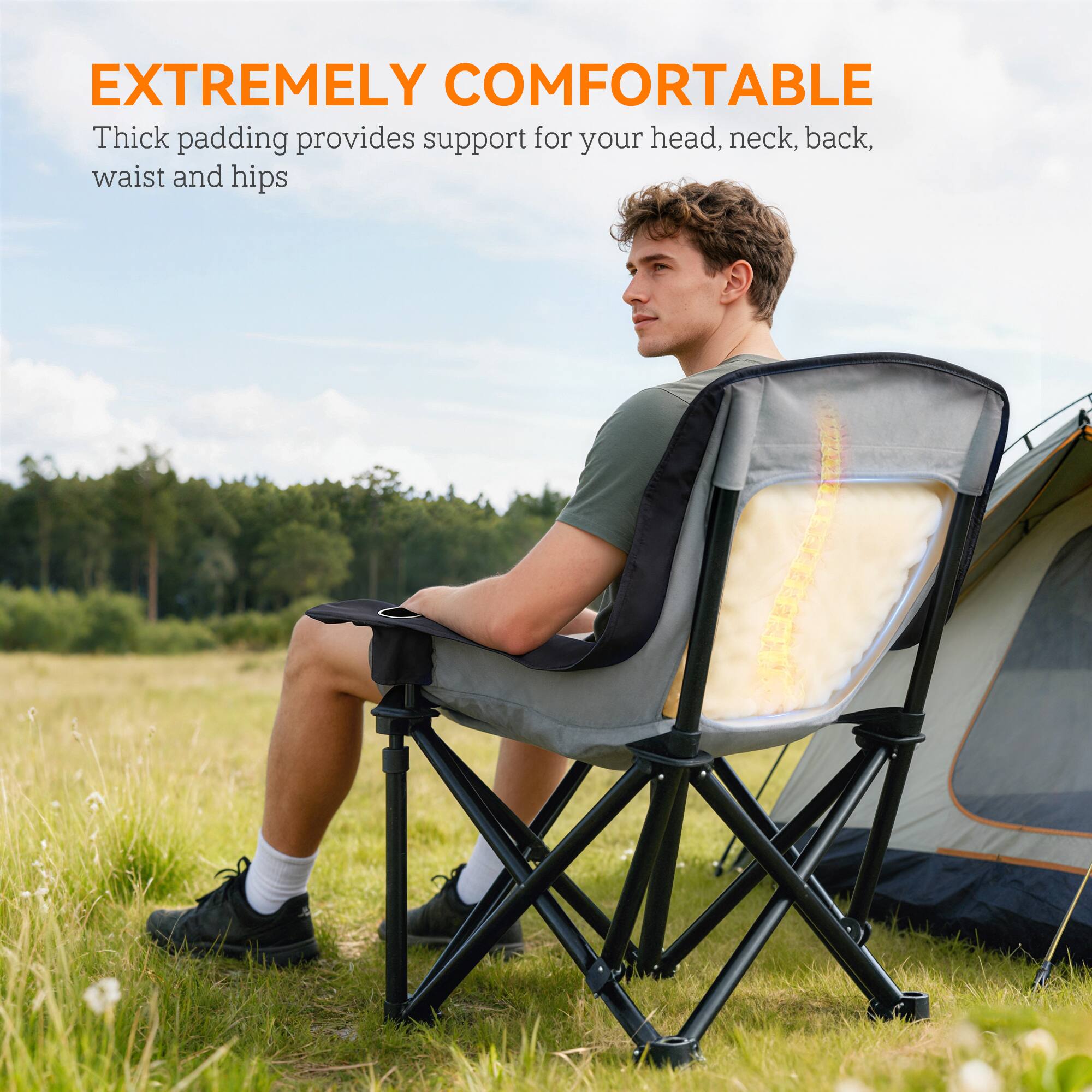 EXTREMELY COMFORTABLE  
Thick padding provides support for your head, neck, back, waist, and hips