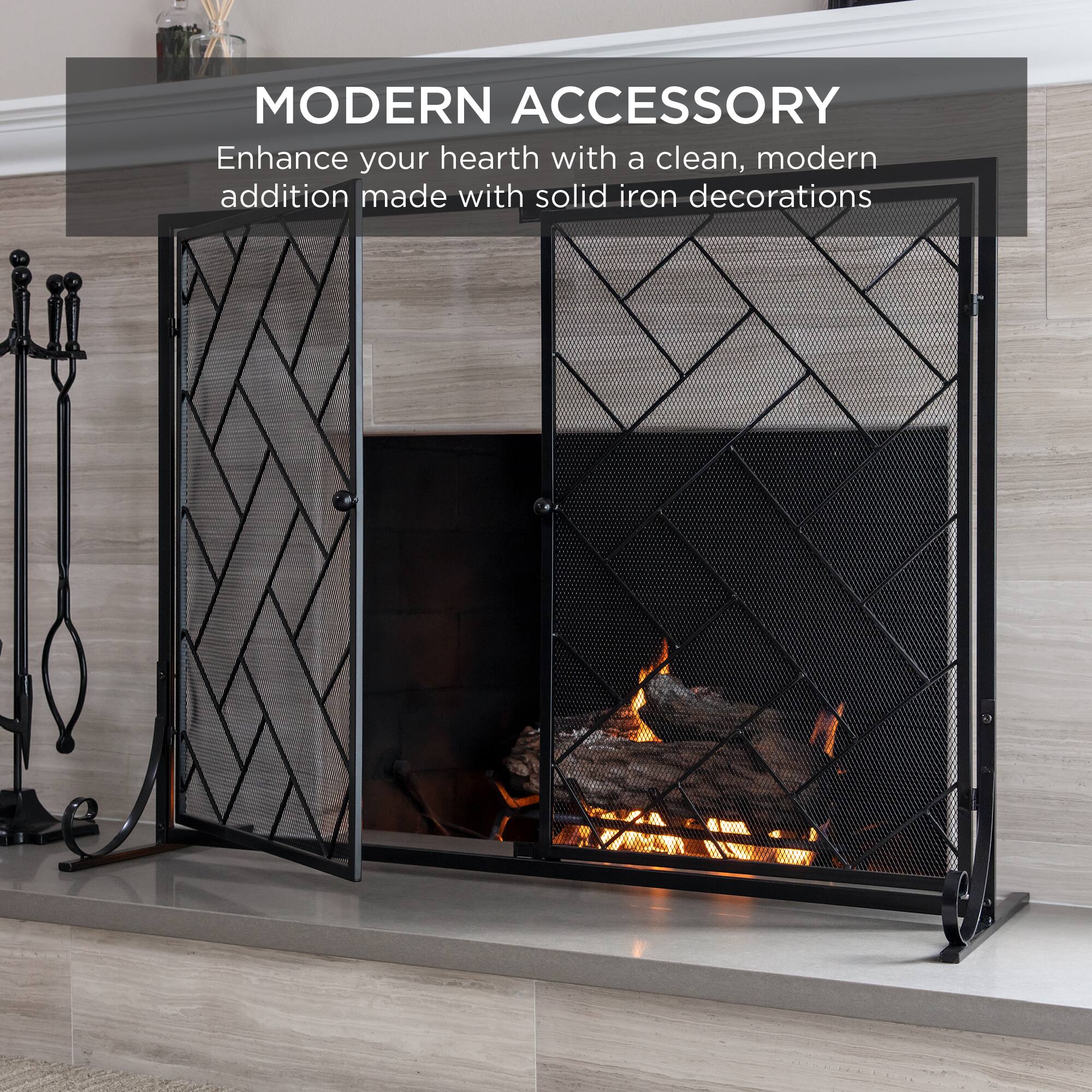MODERN ACCESSORY

Enhance your hearth with a clean, modern addition made with solid iron decorations.