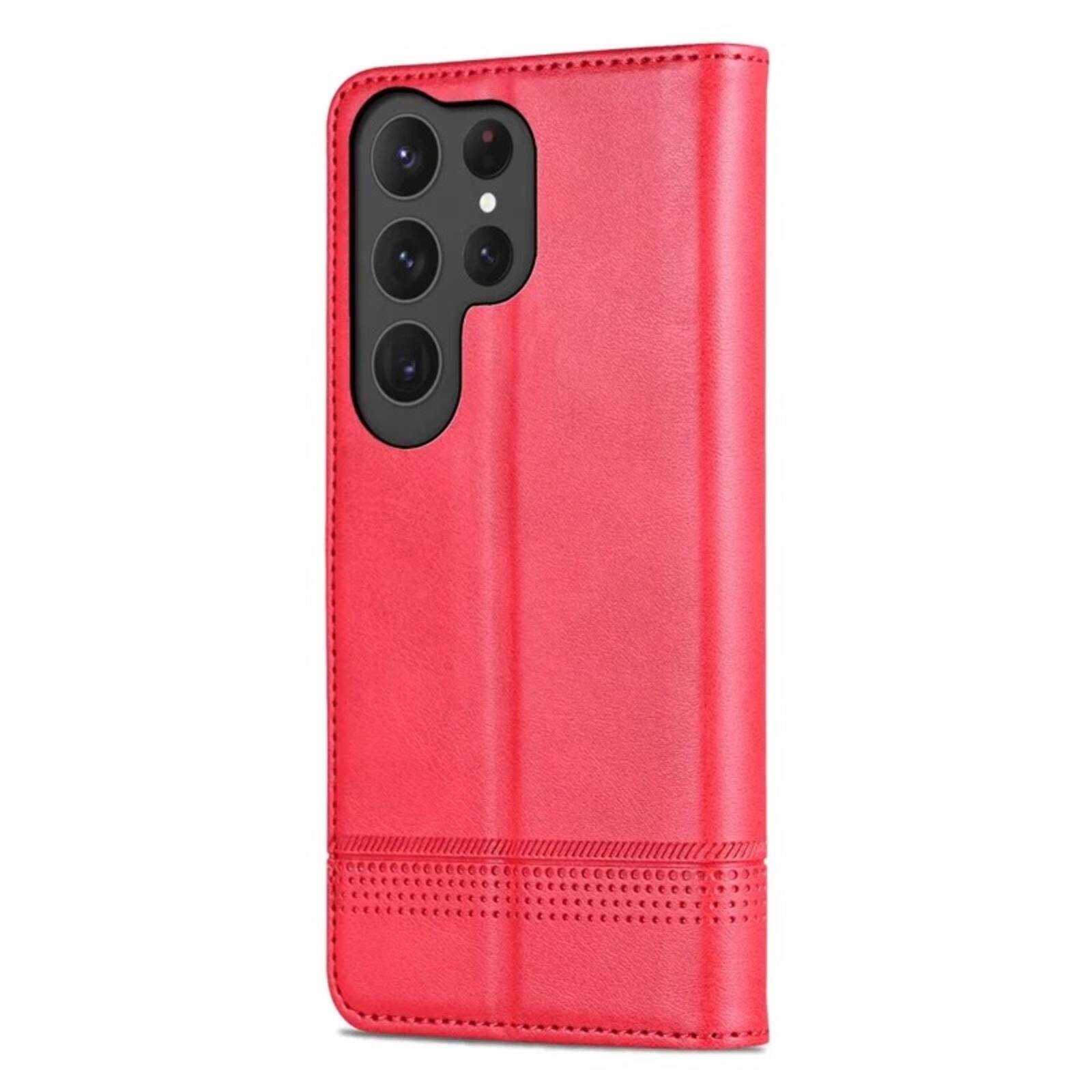 Alt View 4. UUCOVER - PU Leather Flip Wallet Case for Samsung Galaxy S25 Ultra with Card Slots Cash Holder Shockproof Kickstand Phone Cover - Red.