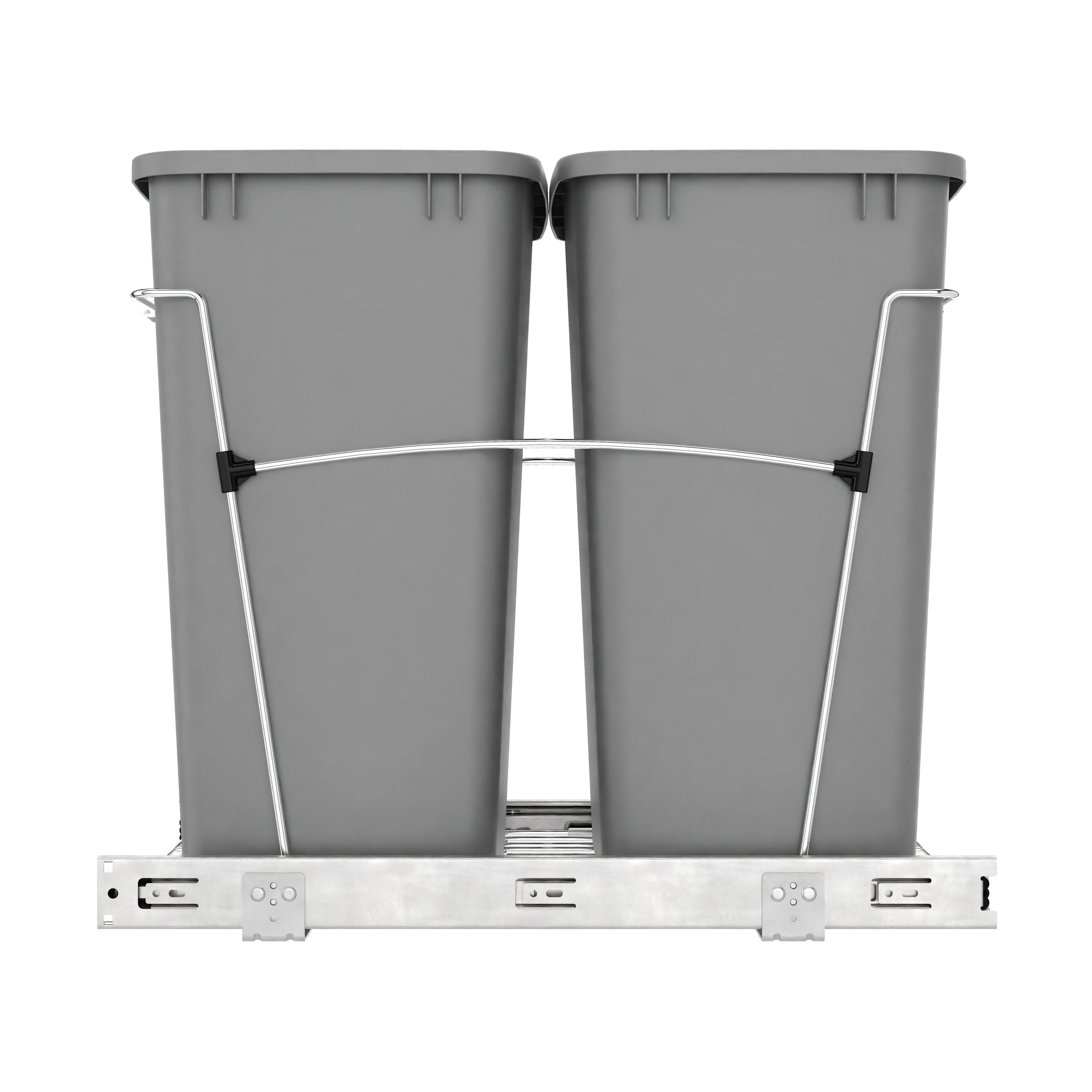 Alt View 8. Rev-A-Shelf - Rev-A-Shelf Double Pullout Trash Can 35 qt. for Kitchen, Silver, RV-18KD-17C S - Silver.