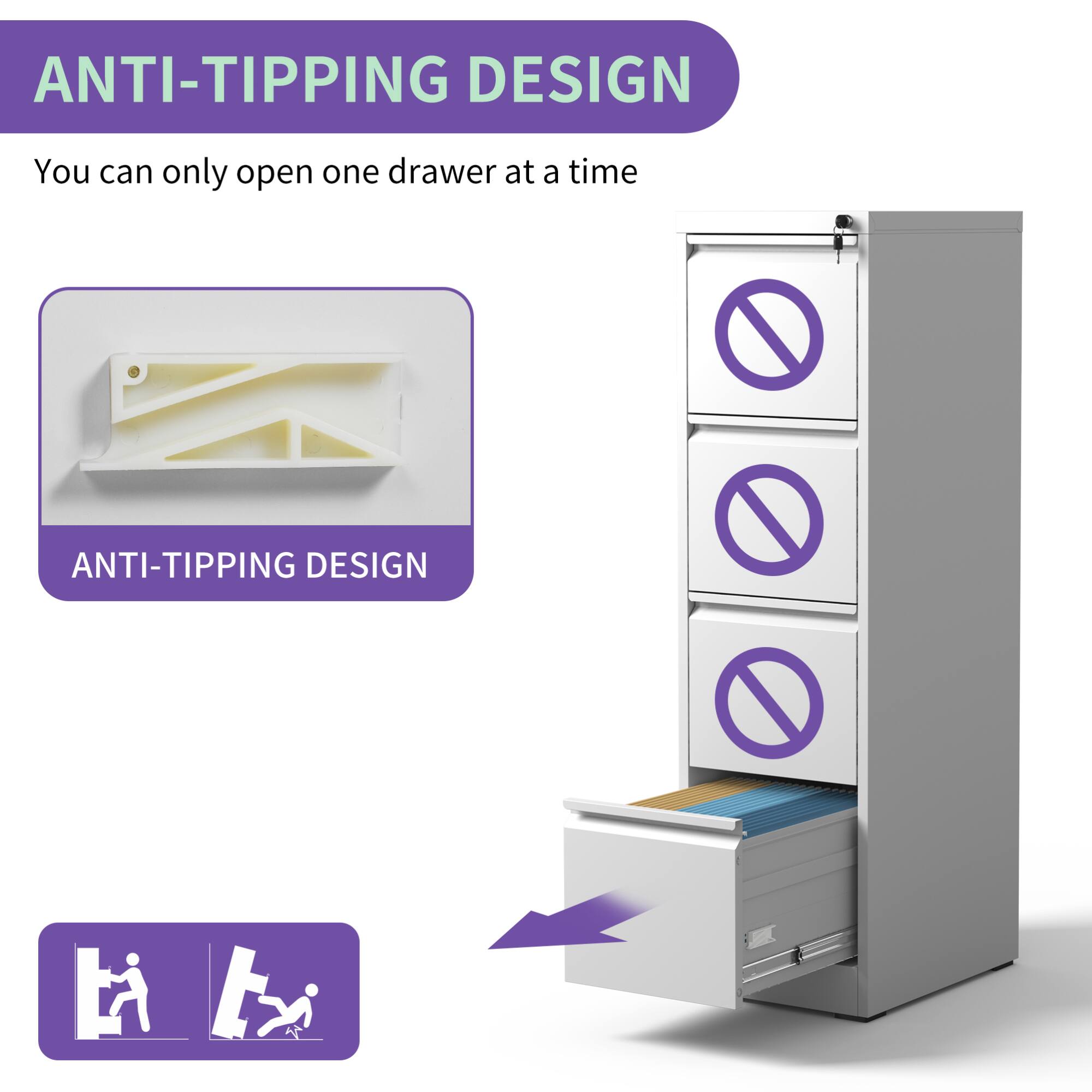 ANTI-TIPPING DESIGN

You can only open one drawer at a time

ANTI-TIPPING DESIGN