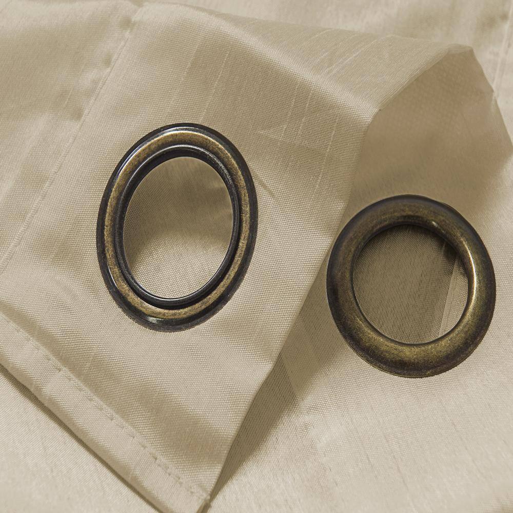 Left. RT Designers Collection - RT Designers Collection Nancy Faux Silk Grommet Curtain Panel in Beige - Beige.