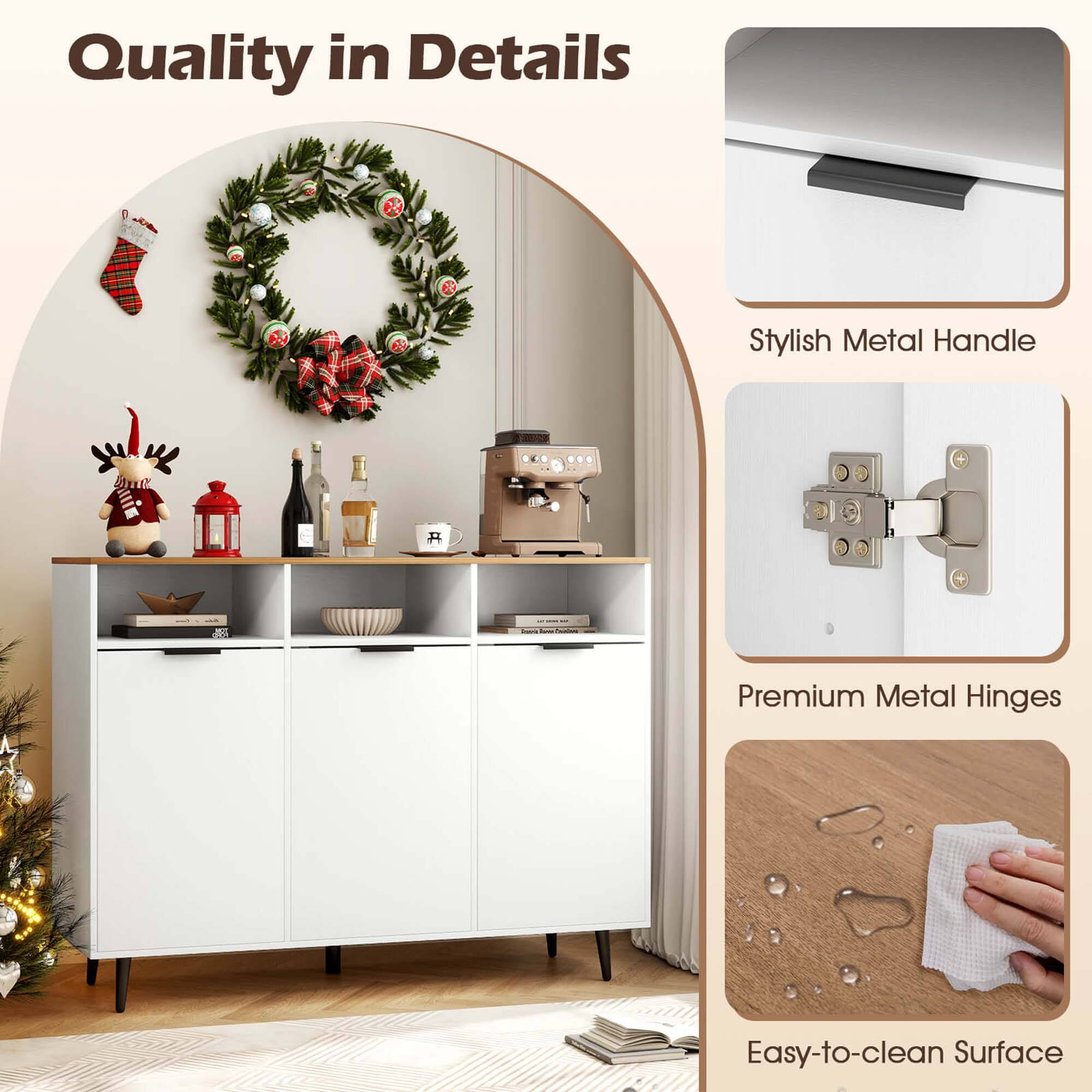 Quality in Details: Stylish Metal Handle, Premium Metal Hinges, Easy-to-clean Surface