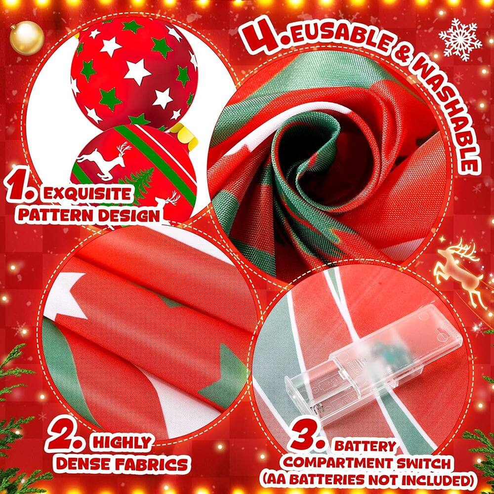 1. Exquisite Pattern Design  
2. Highly Dense Fabrics  
3. Battery Compartment Switch (AA Batteries Not Included)  
4. Reusable & Washable