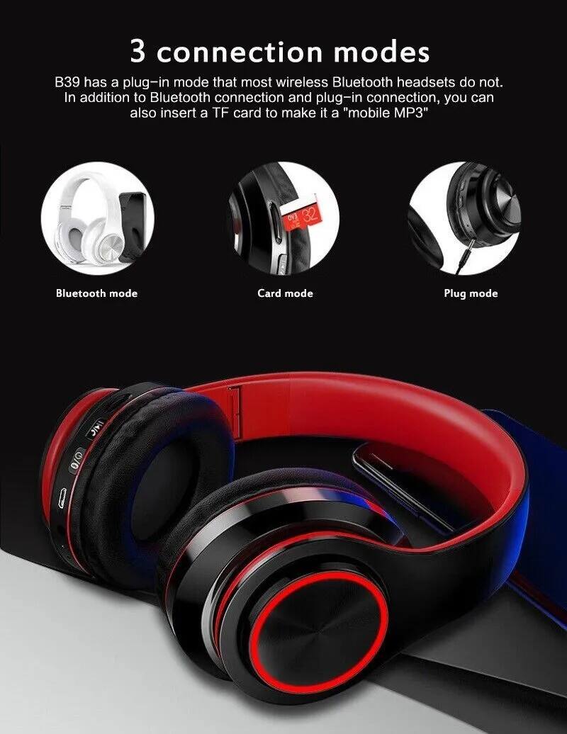 3 connection modes

B39 has a plug-in mode that most wireless Bluetooth headsets do not. In addition to Bluetooth connection and plug-in connection, you can also insert a TF card to make it a "mobile MP3"

Bluetooth mode  
Card mode  
Plug mode