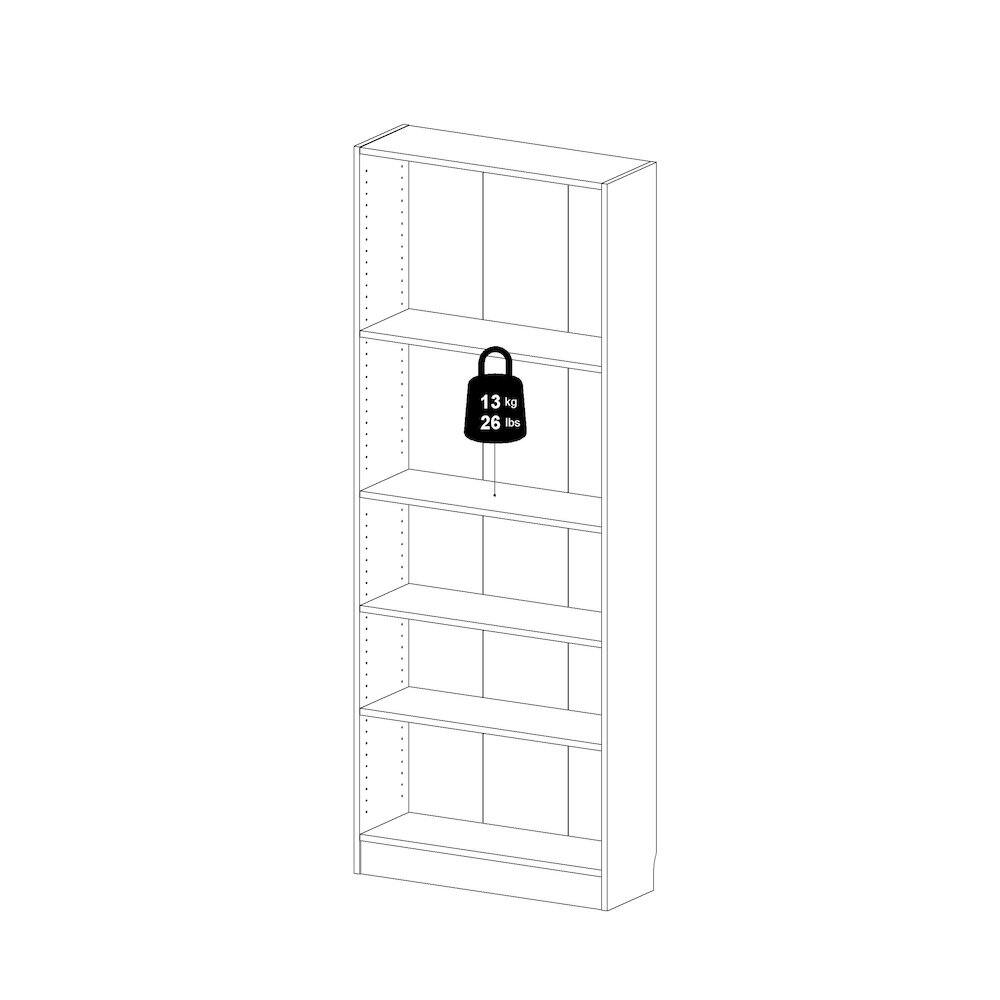 Alt View 5. Tvilum - Element Tall Wide 5 Shelf Bookcase, Oak Structure - Brown.