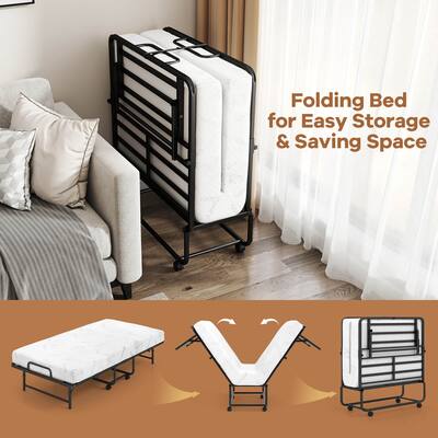 Costway Twin Size Folding Bed with 5 Inch Mattress, Memory Foam Costway Twin Size Folding Bed with 5 Inch Mattress, Memory Foam