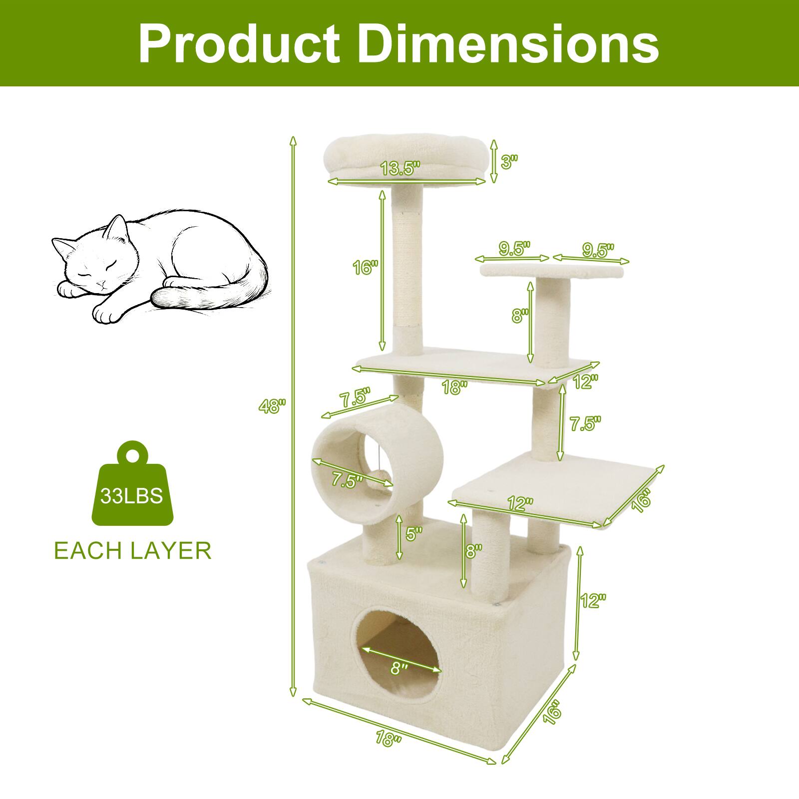 Product Dimensions

- Height: 13.5"
- Width: 3"
- Depth: 16"
- Shelf Dimensions:
  - Top Shelf: 9.5" x 9.5"
  - Middle Shelf: 8" x 12"
  - Bottom Shelf: 12" x 16"
- Post Diameter: 7.5"
- Base Dimensions: 18" x 18"
- Weight Capacity: 33 LBS EACH LAYER