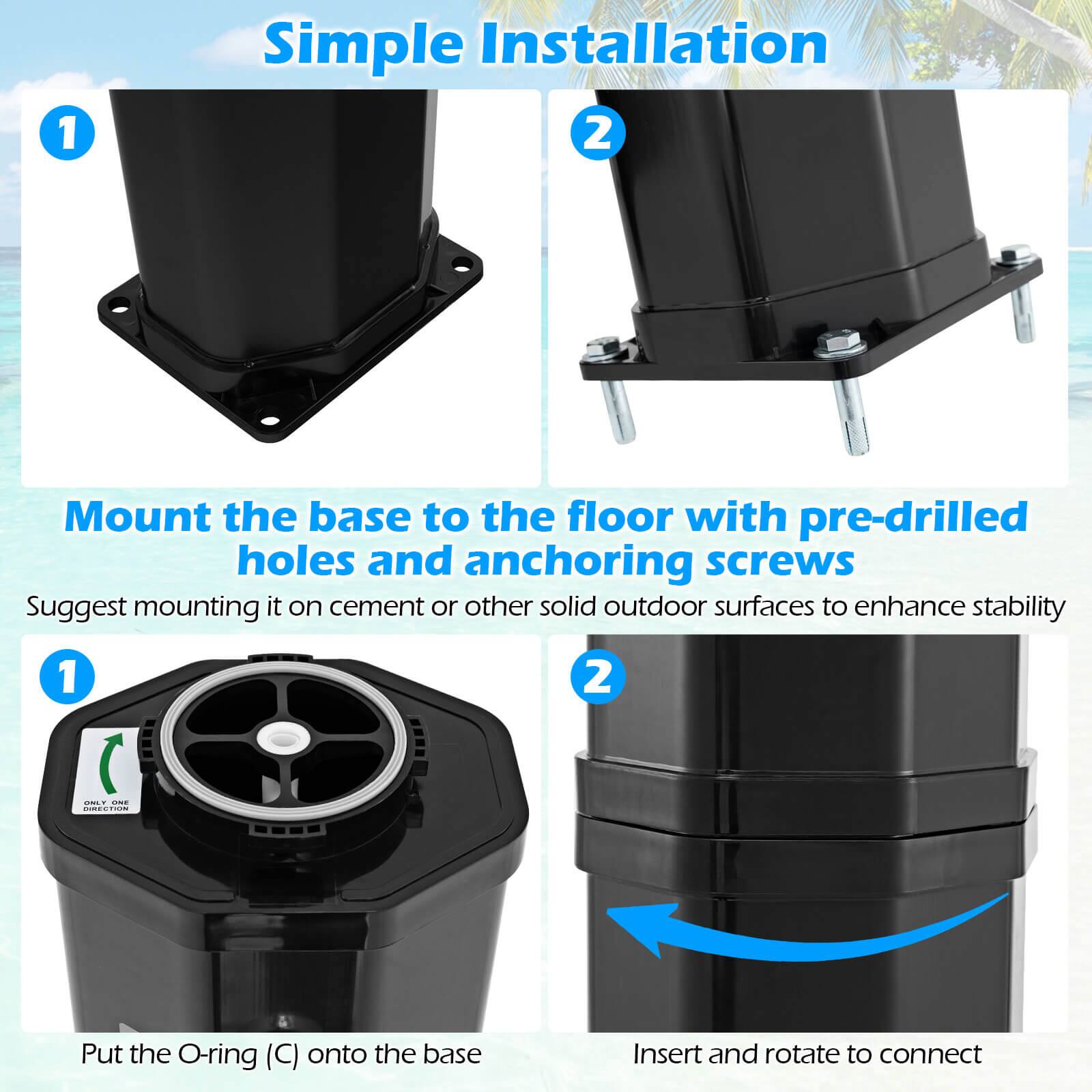 Alt View 7. Costway - Costway 15.9 Gallon Solar Heated Outdoor Shower with Shower Head and Foot Shower Tap - Black.