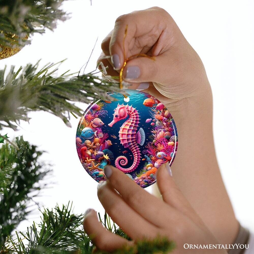 Alt View 1. OrnamentallyYou - Tropical Tide Treasure Radiant Seahorse Ornament Ocean-Themed Gift And Decor - Multi-colored.