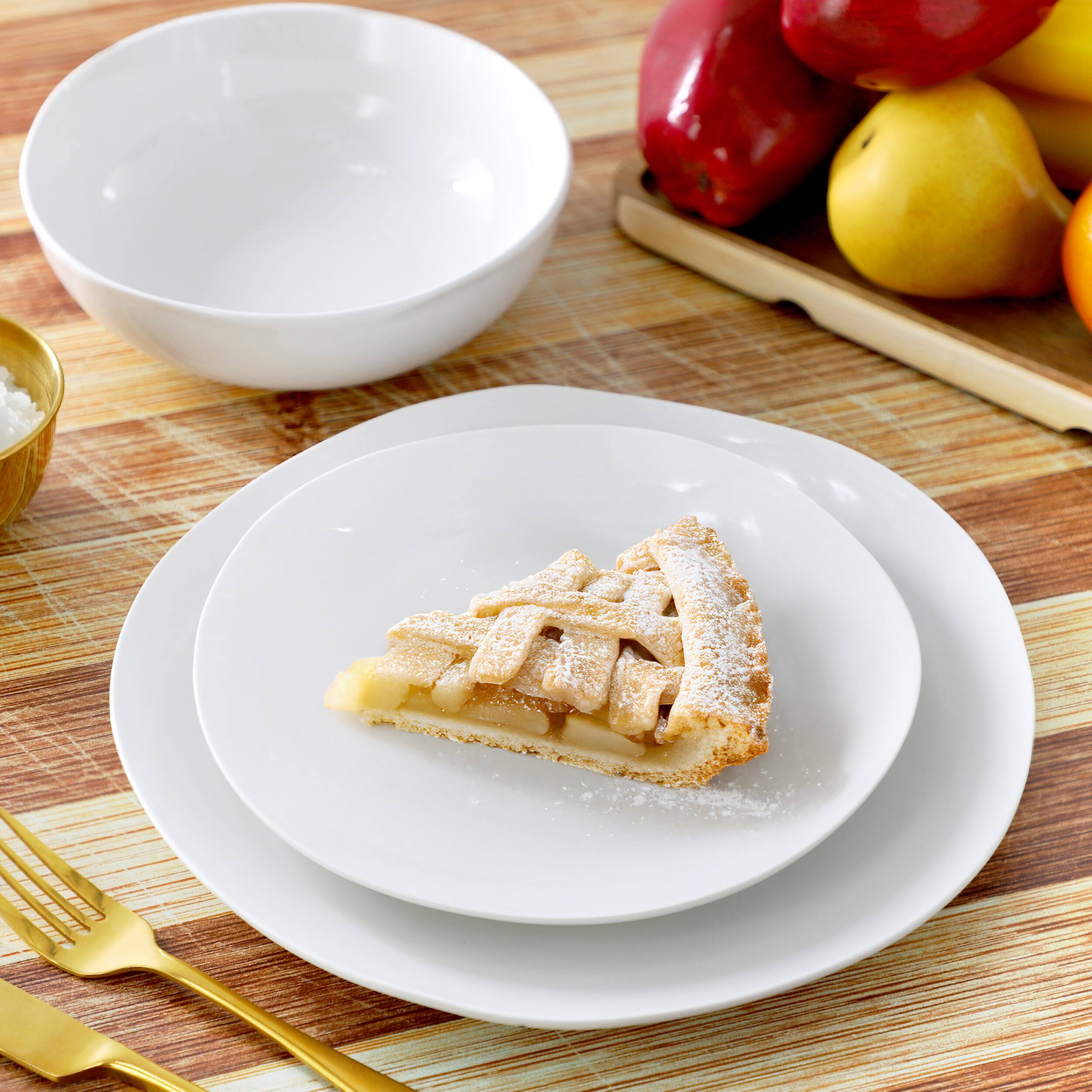 Alt View 4. Gibson - Gibson Home Aspen Drift 12 Piece Organic Round Ceramic Dinnerware Set in White - White.