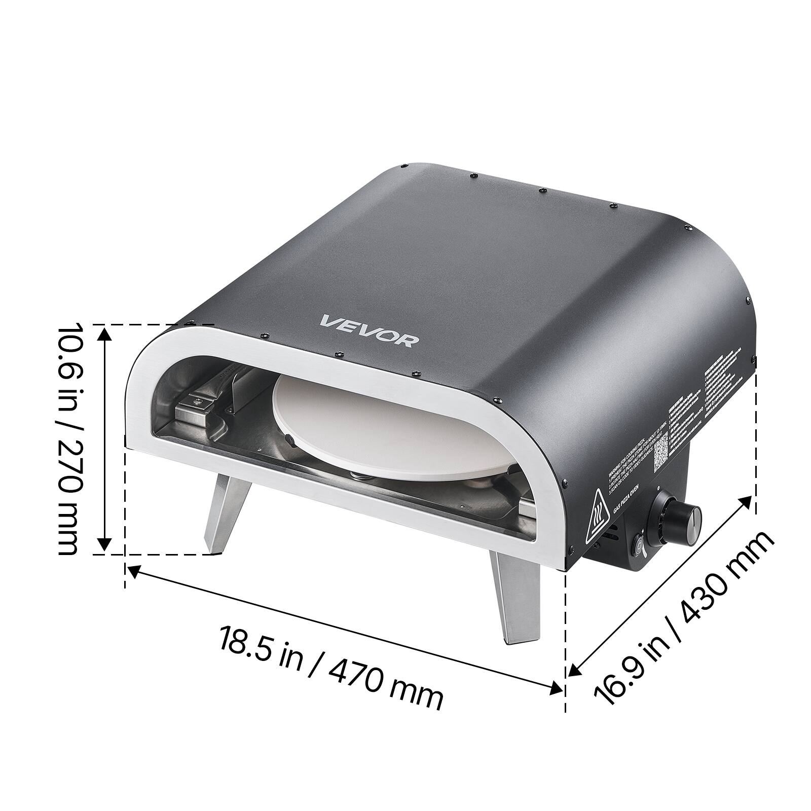 10.6 in / 270 mm  
18.5 in / 470 mm  
16.9 in / 430 mm