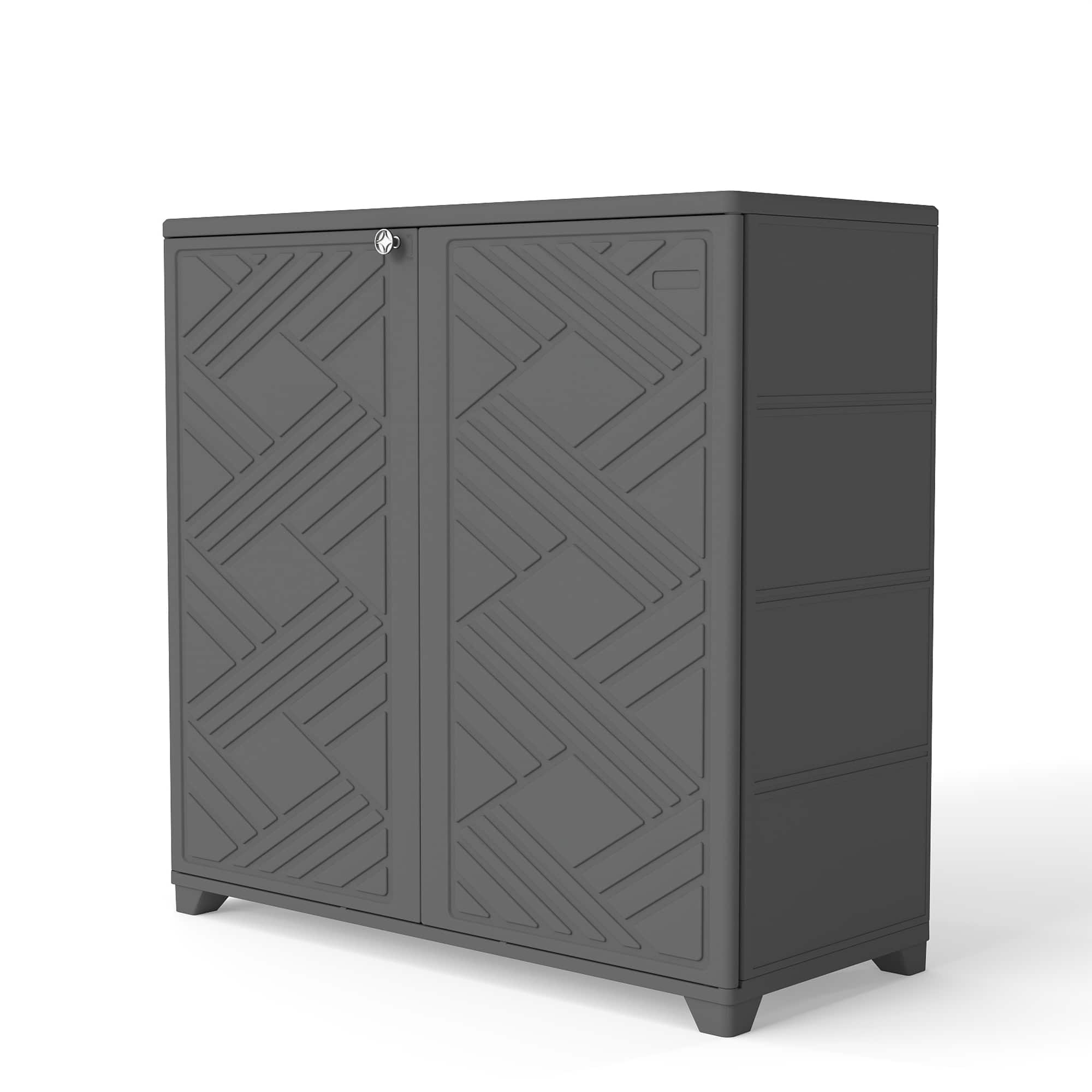 Yardgrace - Diamond-Shaped Outdoor Storage Shed, All-Weather Resin Cabinet for Patio, Garden, and Backyard - Black No shelves
