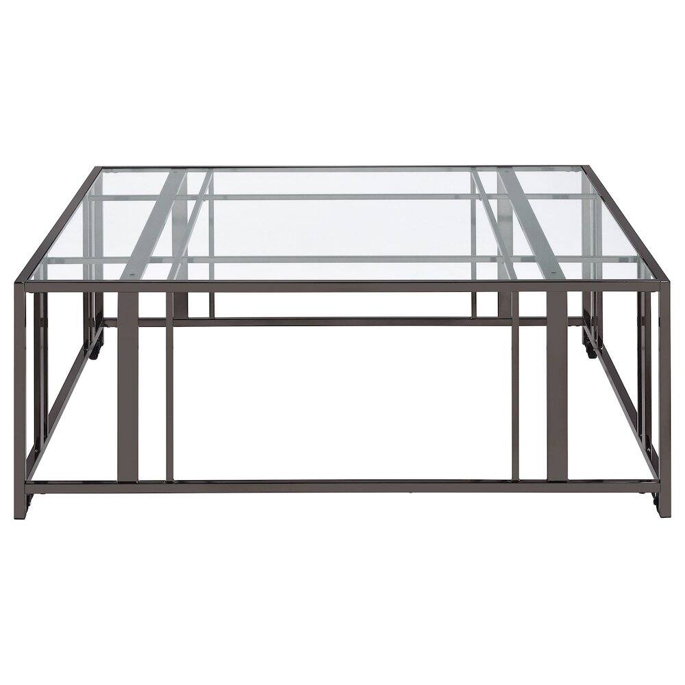 Alt View 5. Coaster Co. of America - Adri Square Glass Top Coffee Table with Casters Black Nickel - Black.