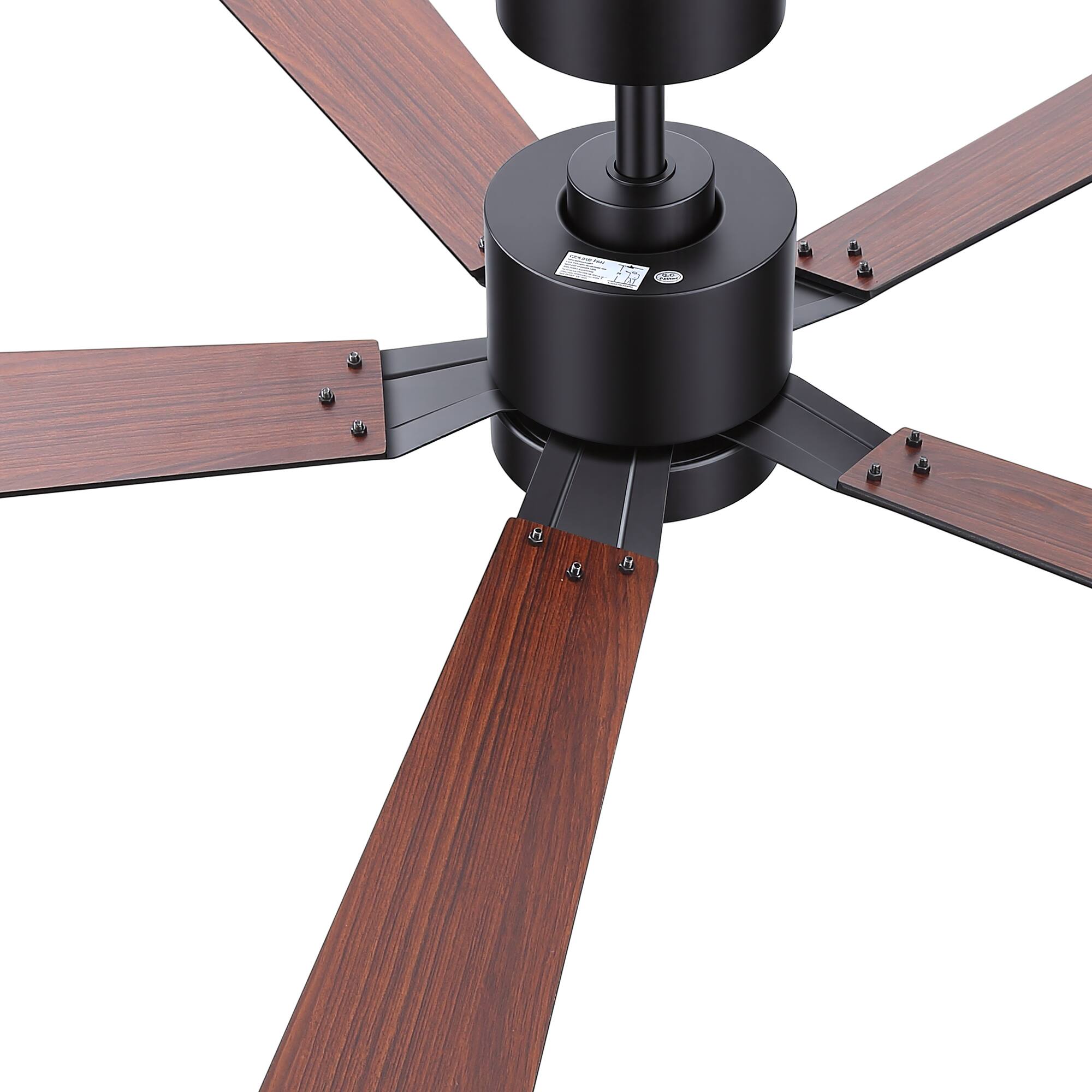 Alt View 9. Breezary - 52-Inch RGB Ceiling Fan with Downrod, Acrylic Light Shade, LED Adjustable Light, RGB Color Cycle, 6-Speed Remote Control - Black and Walnut.