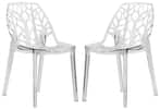 Front. LeisureMod - Cornelia 2-Pieces Modern Plastic Dining Chair with Cut Out Design Backrest for Indoor Outdoor - Clear.