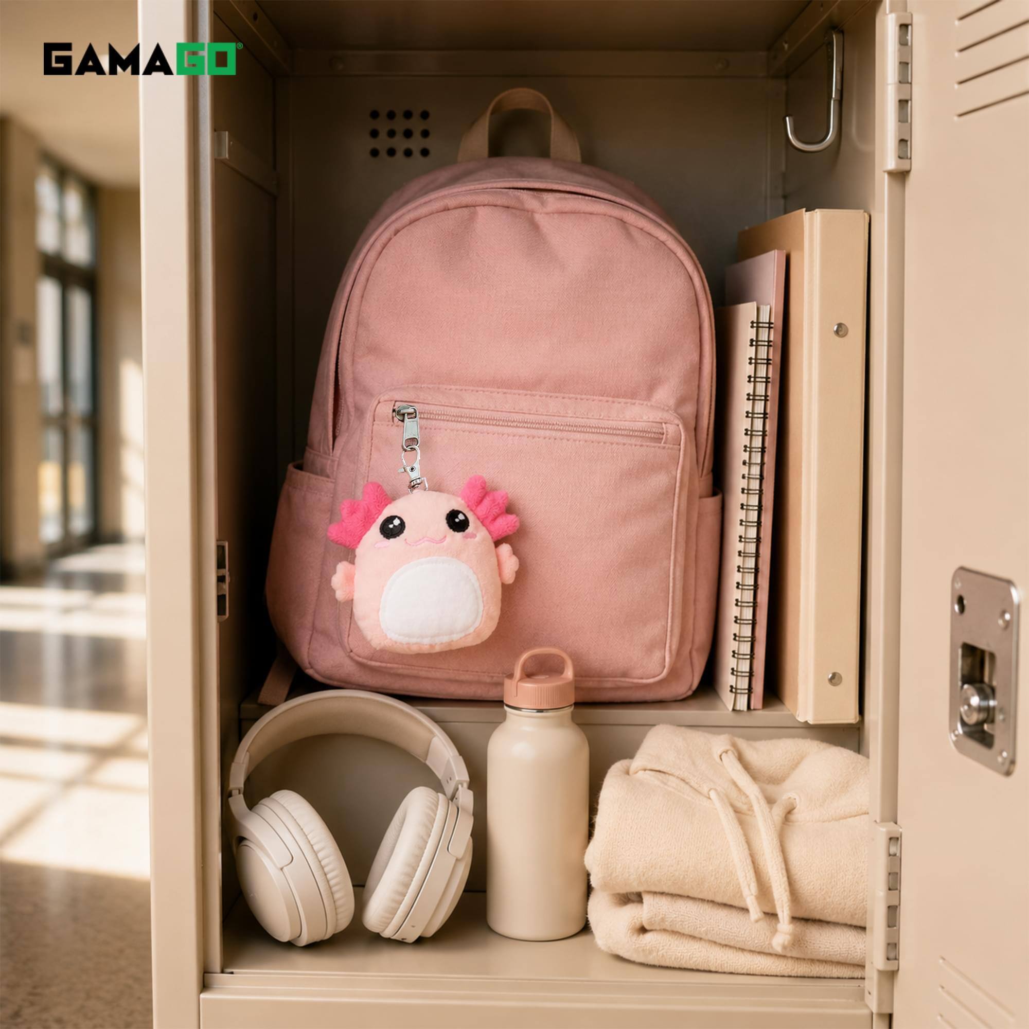 Alt View 2. NMR Distribution - GAMAGO BFF Axolotl 4-Inch Plush Bag Clip - Pink.