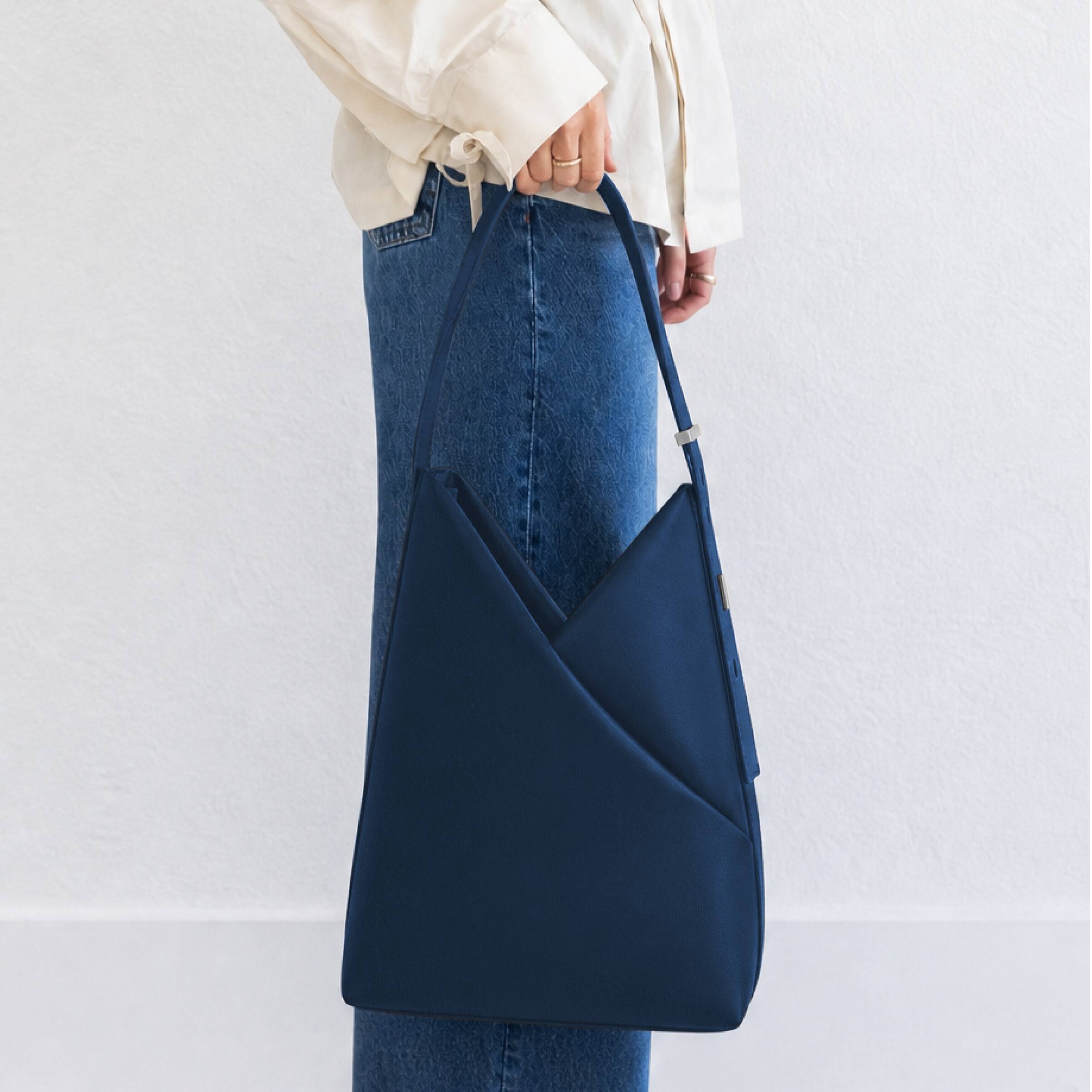 Alt View 3. Lux & Nyx - Lux & Nyx - Origami 15" Laptop Hobo Bag - Convertible Shoulder Bag - Navy.