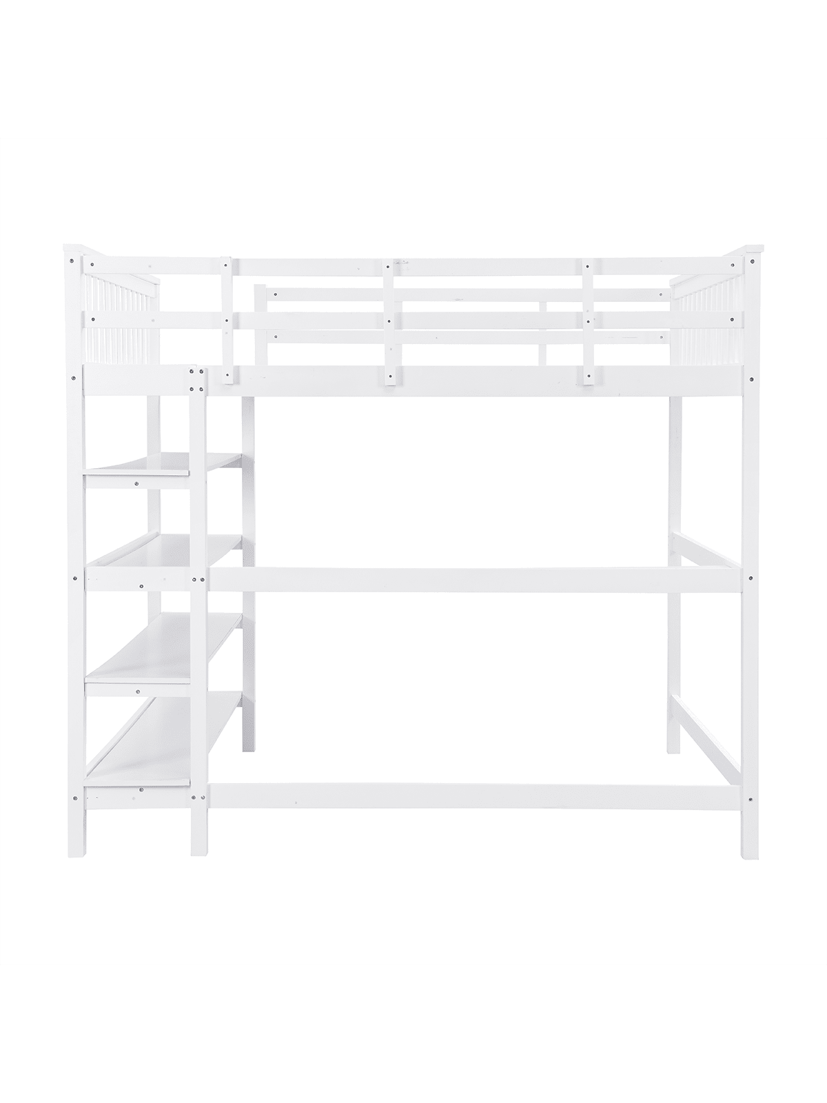 Alt View 2. Trinkets Crazed - Twin Loft Bed With Desk And 4-Layer Shelves, Loft Bed Twin Size With Under Desk And Bookcase Storage - White.