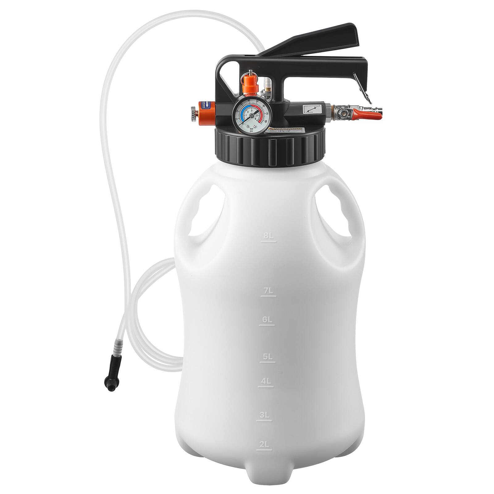 Alt View 4. VEVOR - Transmission Fluid Pump, 8 L Pneumatic Oil Fluid Extractor, ATF Refill Dispenser Transfer Pump with 15 ATF Adapters - White + Black.