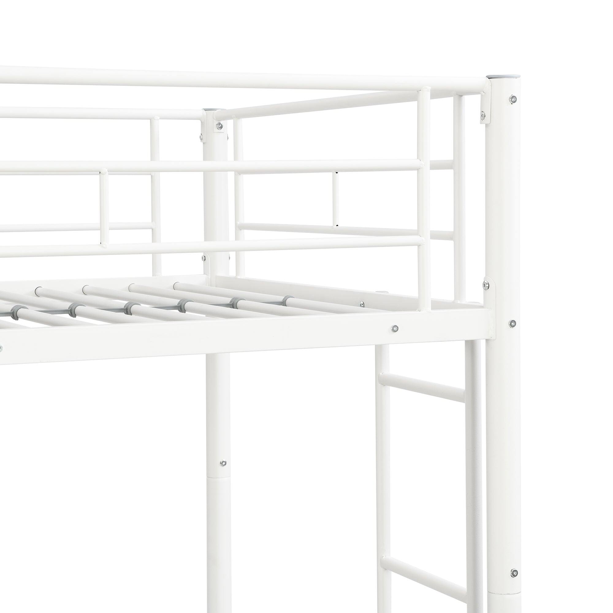 Alt View 3. Boyel Living - Metal Bunk Bed with Trundle, Twin Over Twin, White – No Box Spring Needed, Easy Assembly - White.