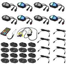 Front. Stinger - enLIGHT10 8-Way Expandable Dynamic RGB Rock Light Kit - Multi.