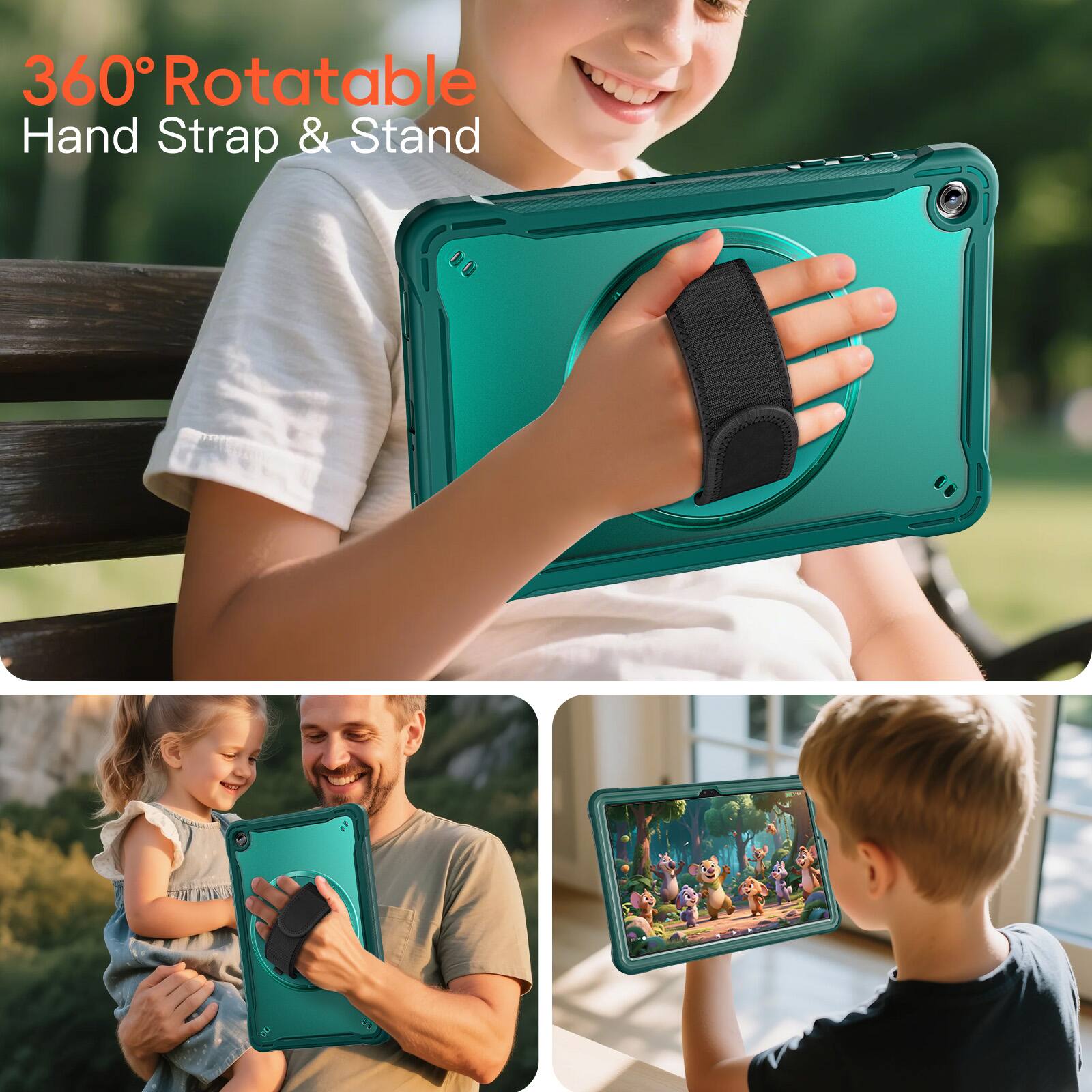 360° Rotatable Hand Strap & Stand