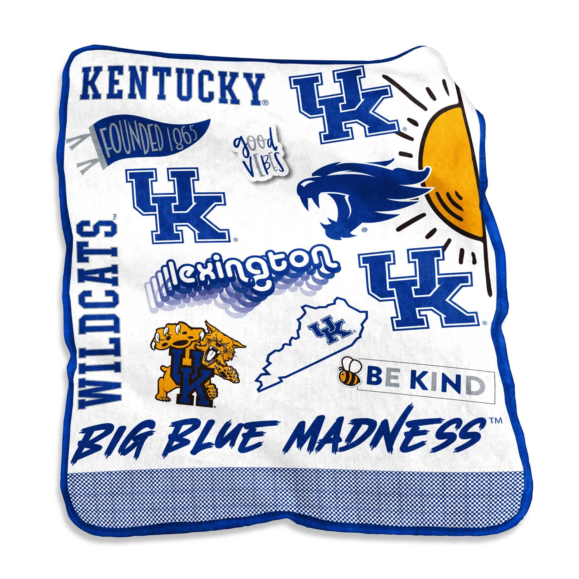 Logo Brands - Kentucky Wildcats 50'' x 60'' Native Raschel Plush Throw Blanket - Multicolor