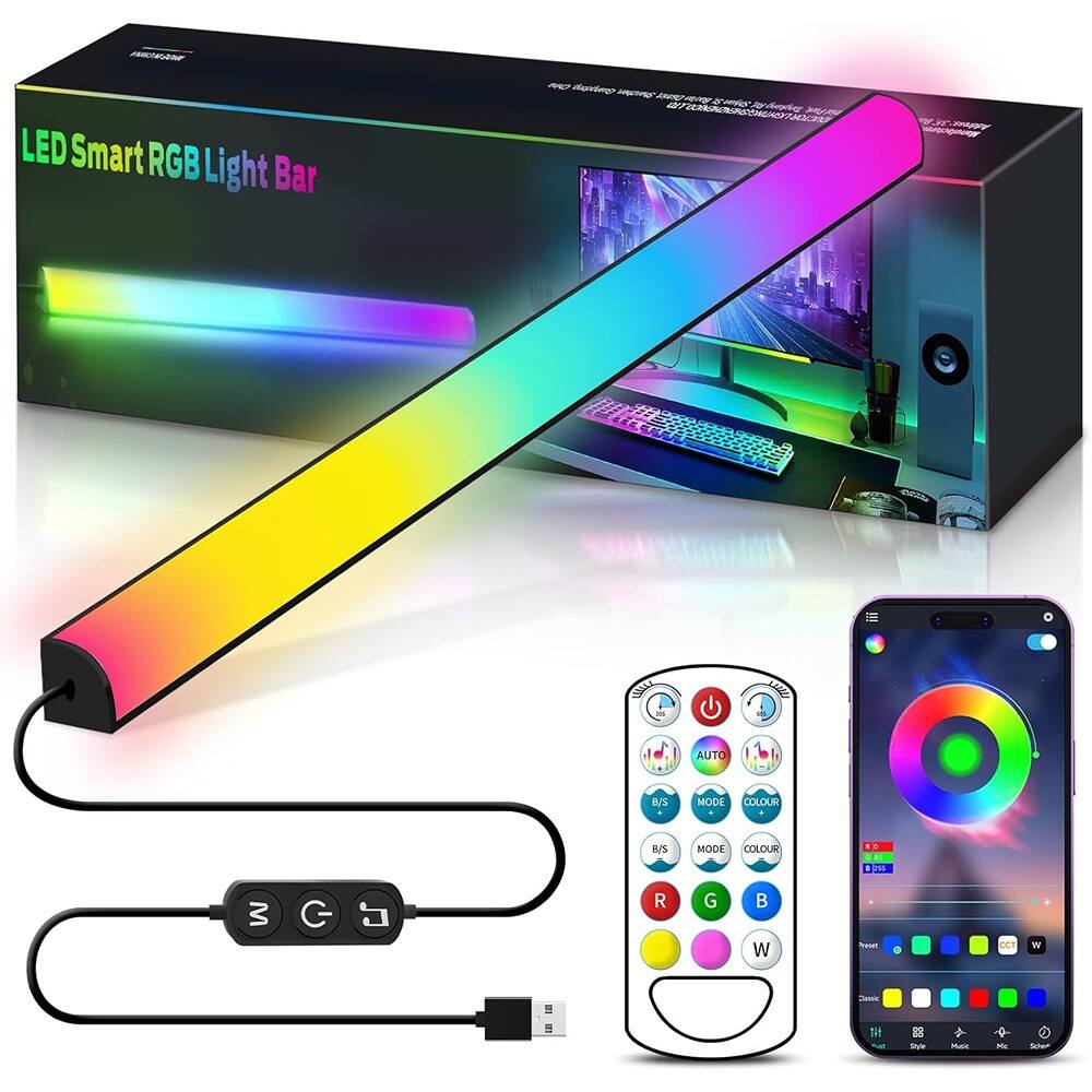 PARKER SLATER - monitor desk light bar with dimmable LED rainbow effect, adjustable brightness and speed, music sync, remote control - RGB
