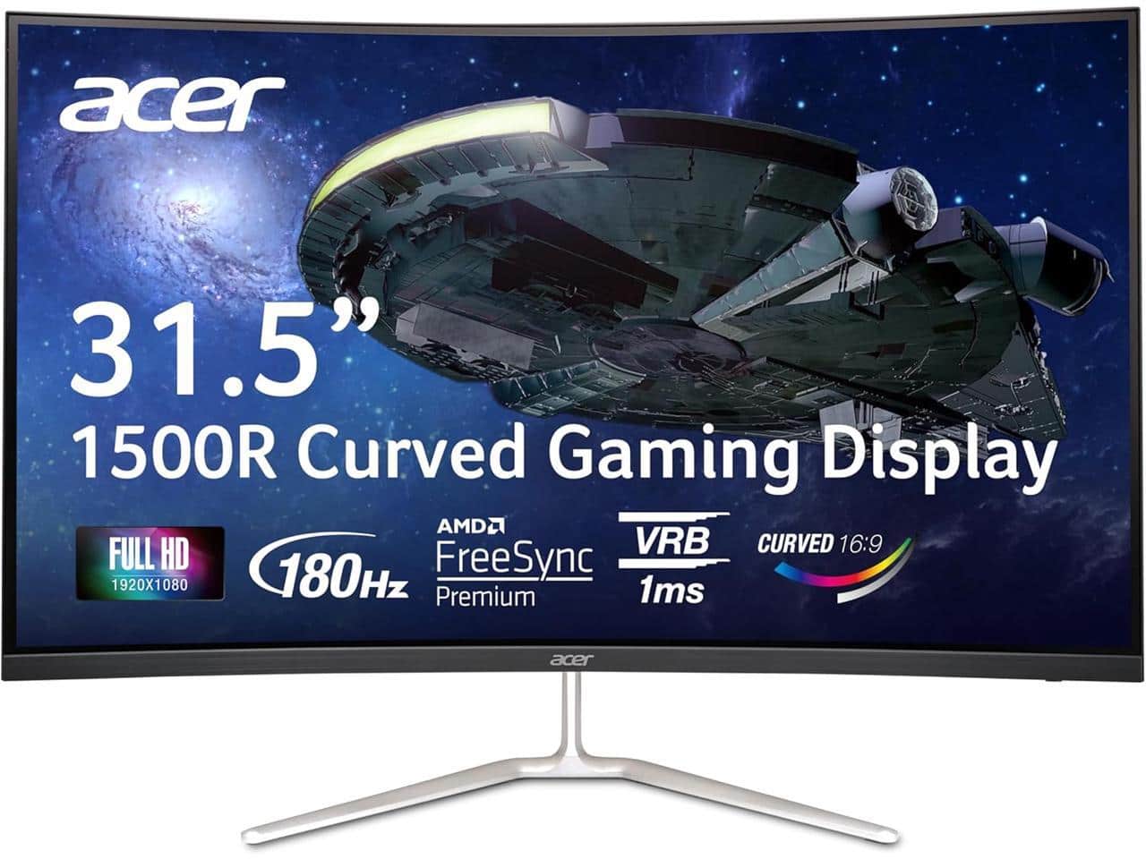 Acer - Nitro 32 inch Full HD 165Hz AMD FreeSync Premium 1ms Built-in Speakers Curved Computer Monitor EDA320Q PBIIPX - Black