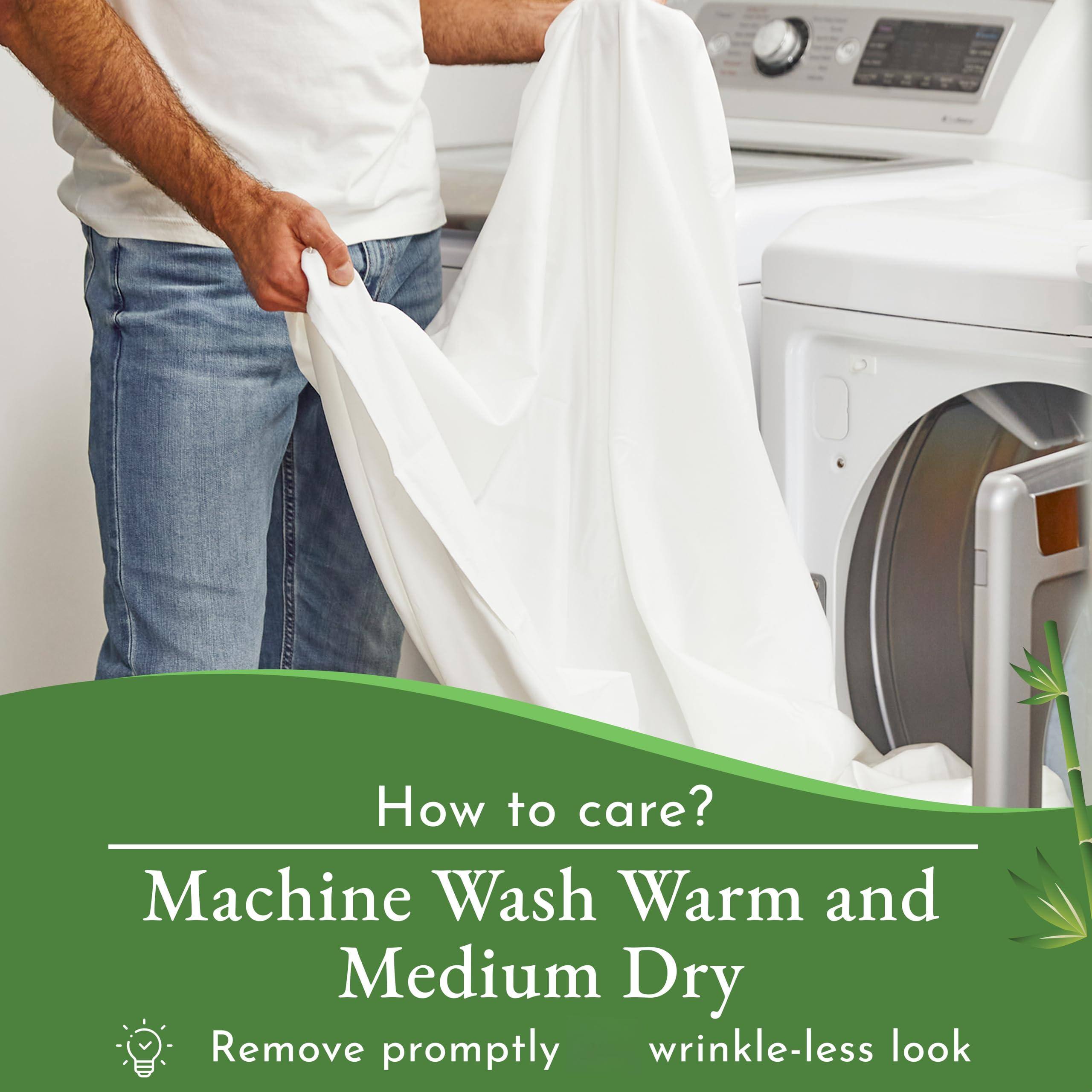 How to care?  
Machine Wash Warm and Medium Dry  
Remove promptly  
wrinkle-less look