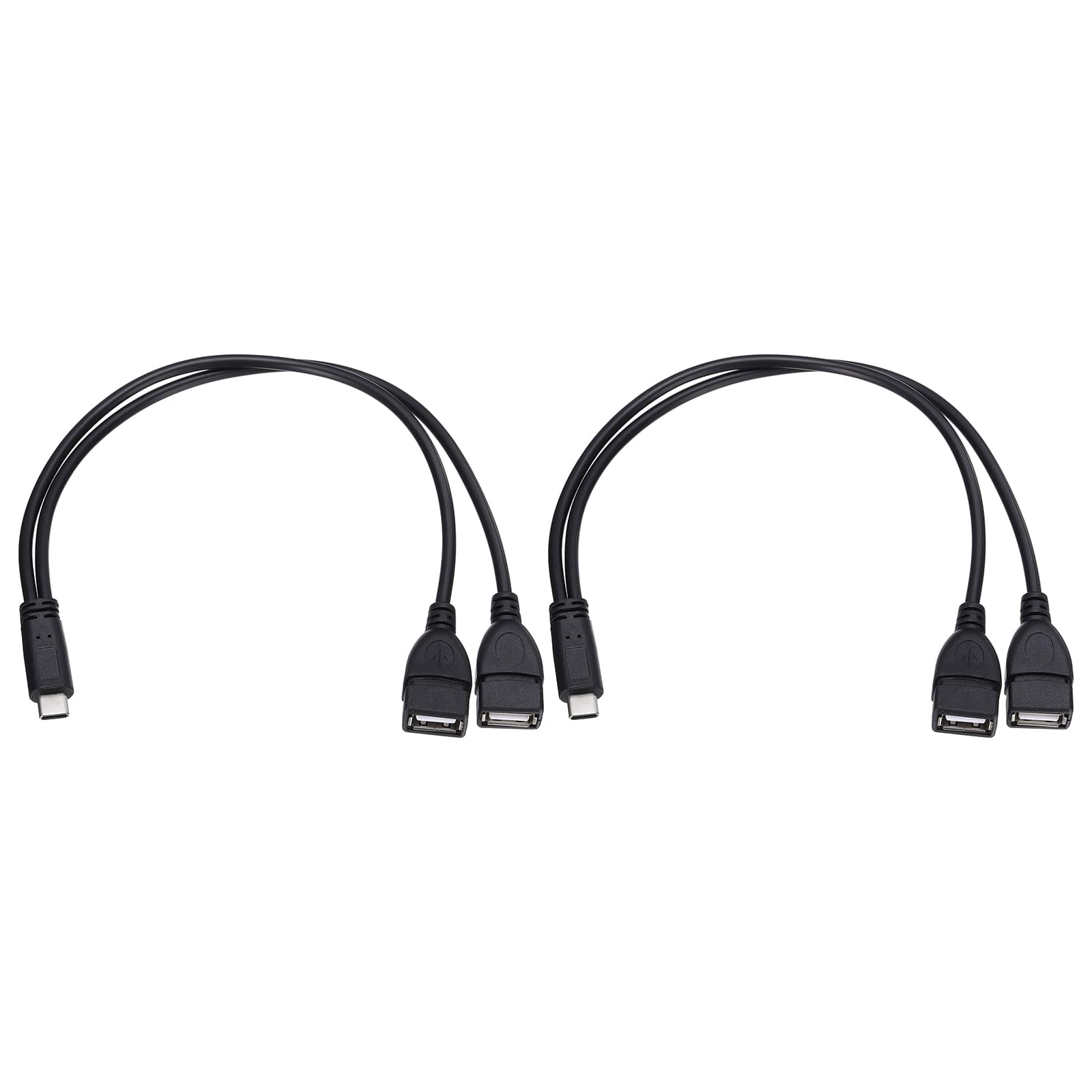 Unique Bargains - 2pcs Type C Male to USB A Female Charging Cable Cord Adapter 11.8" - Black