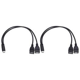 Unique Bargains - 2pcs Type C Male to USB A Female Charging Cable Cord Adapter 11.8" - Black