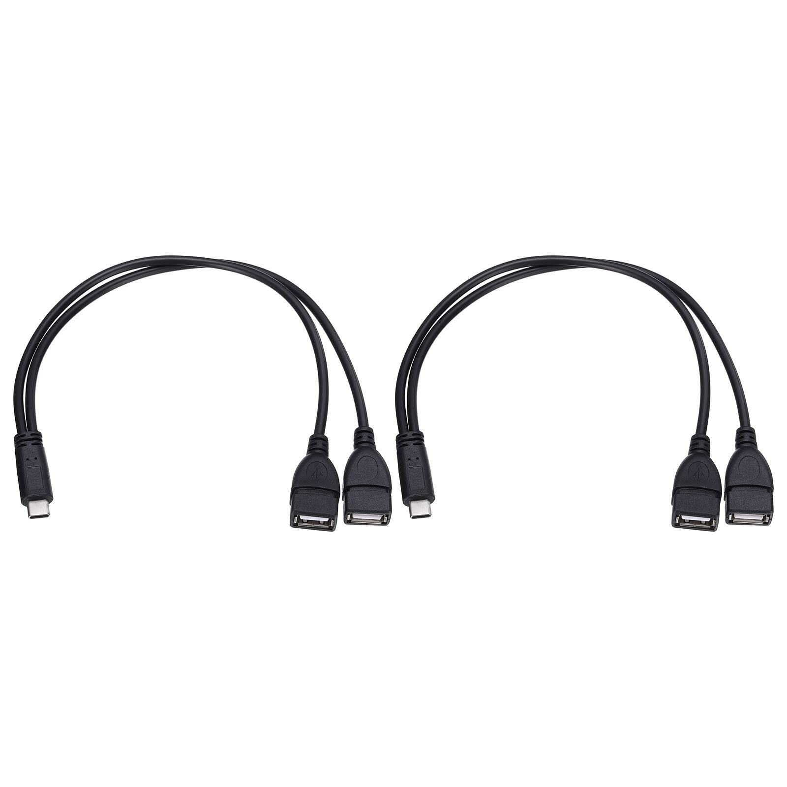 Front. Unique Bargains - 2pcs Type C Male to USB A Female Charging Cable Cord Adapter 11.8" - Black.