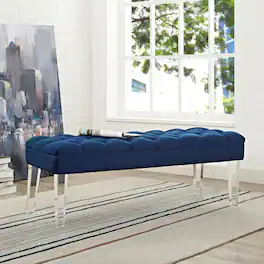 Valet Performance Velvet Bench by Modway - Navy
