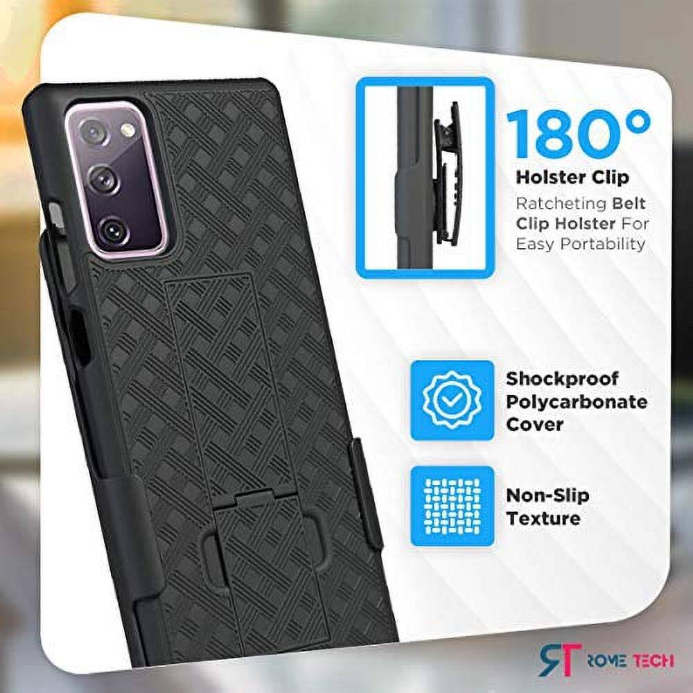 180° Holster Clip  
Ratcheting Belt Clip Holster For Easy Portability  
Shockproof Polycarbonate Cover  
Non-Slip Texture  

ROME TECH