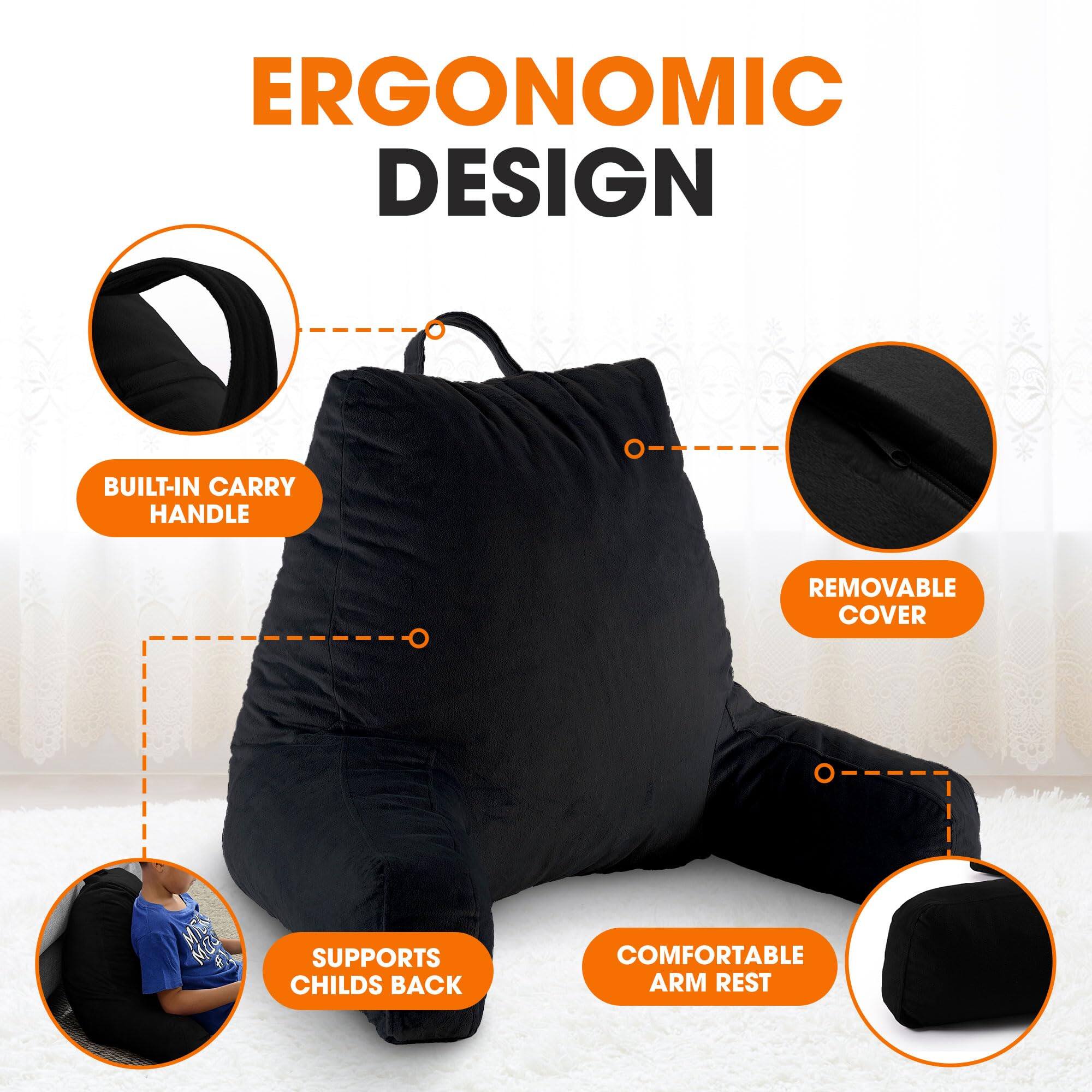 ERGONOMIC DESIGN
BUILT-IN CARRY HANDLE
REMOVABLE COVER
SUPPORTS CHILD'S BACK
COMFORTABLE ARM REST
