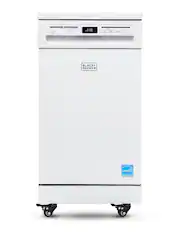 Front. Black+Decker - 18” Portable Dishwasher - White.