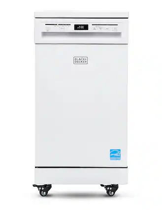 Front. Black+Decker - 18” Portable Dishwasher - White.