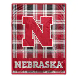 Pegasus - Nebraska Huskers 66" x 95" Oversized Plaid FAN-mily Ultra Cozy Blanket - Multicolor