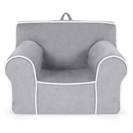 Costway - Kids Sofa Toddler Foam Filled Armchair w/ Velvet Fabric Baby Perfect Gift Grey - Gray