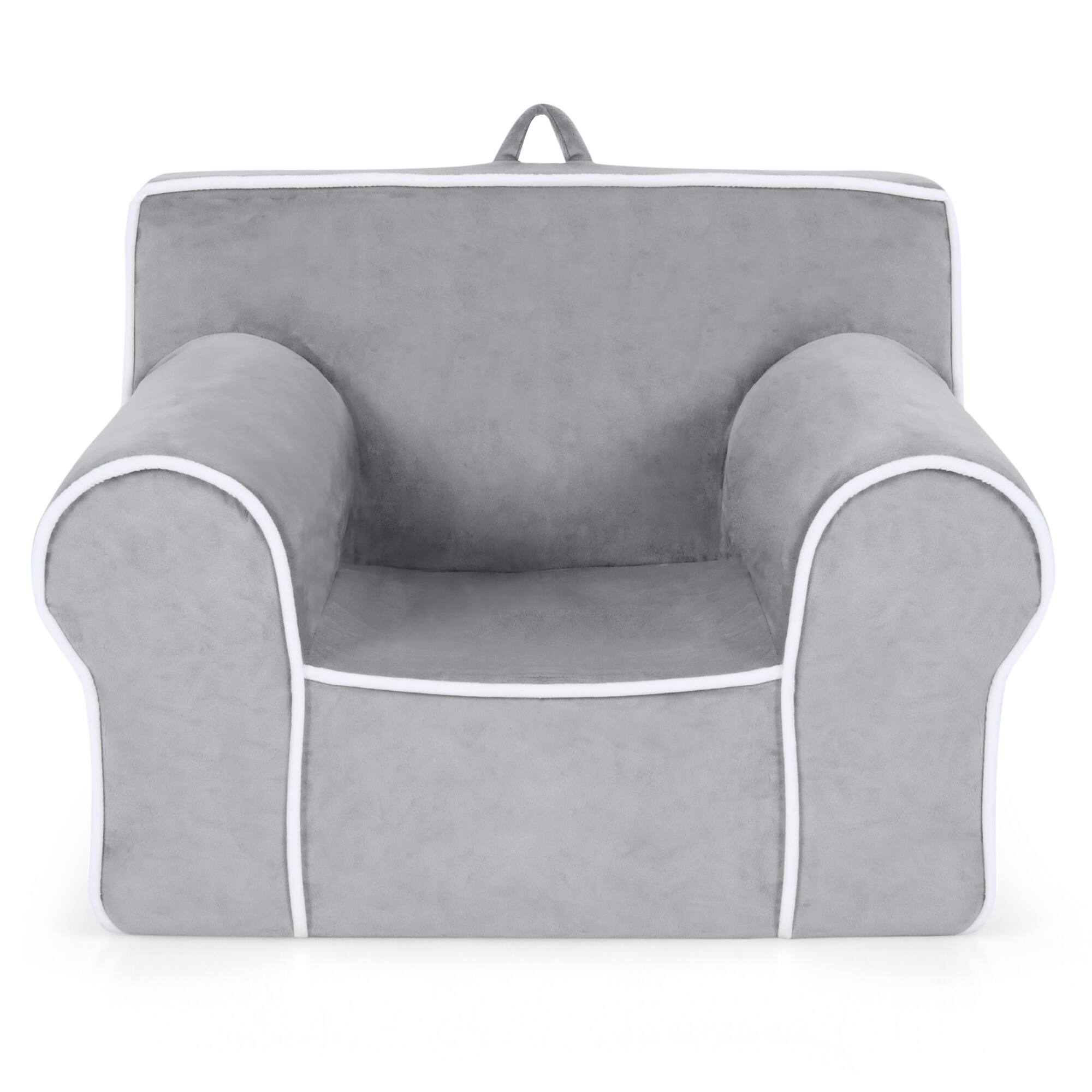 Costway - Kids Sofa Toddler Foam Filled Armchair w/ Velvet Fabric Baby Perfect Gift Grey - Gray