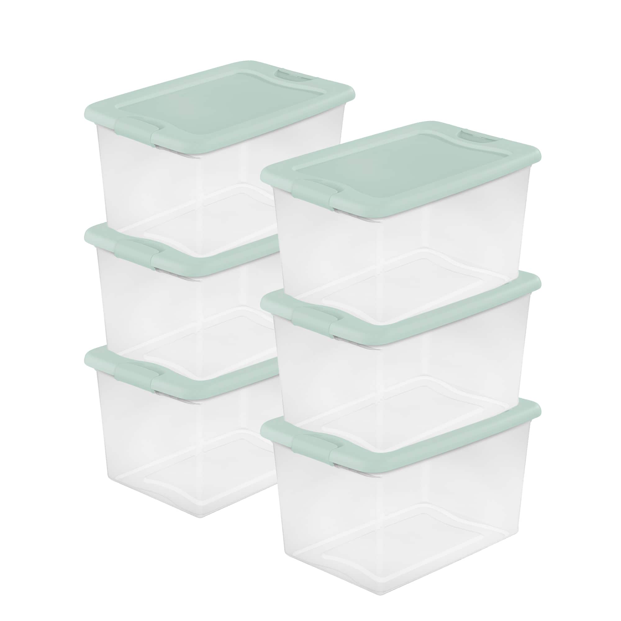 Sterilite - 6 Pack 64 Qt Latching Box, Plastic Storage Bin with Lid - Mindful Mint