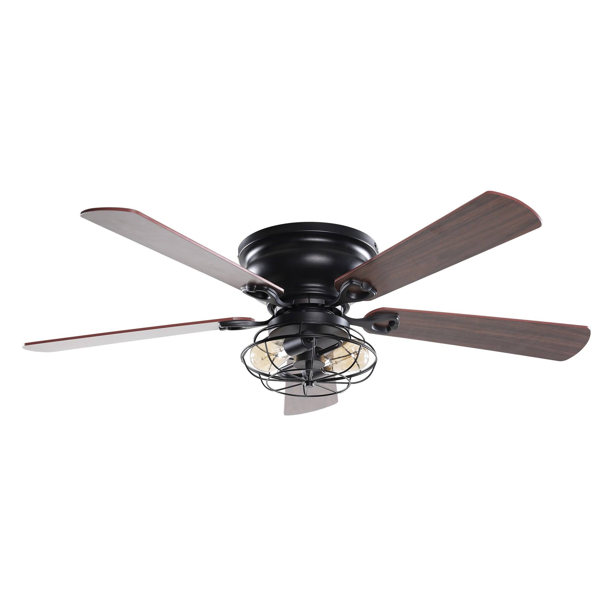 Alt View 5. Parrot Uncle - 48" Matte Black Industrial 2-Light Ceiling Fan with Remote - Matte Black.